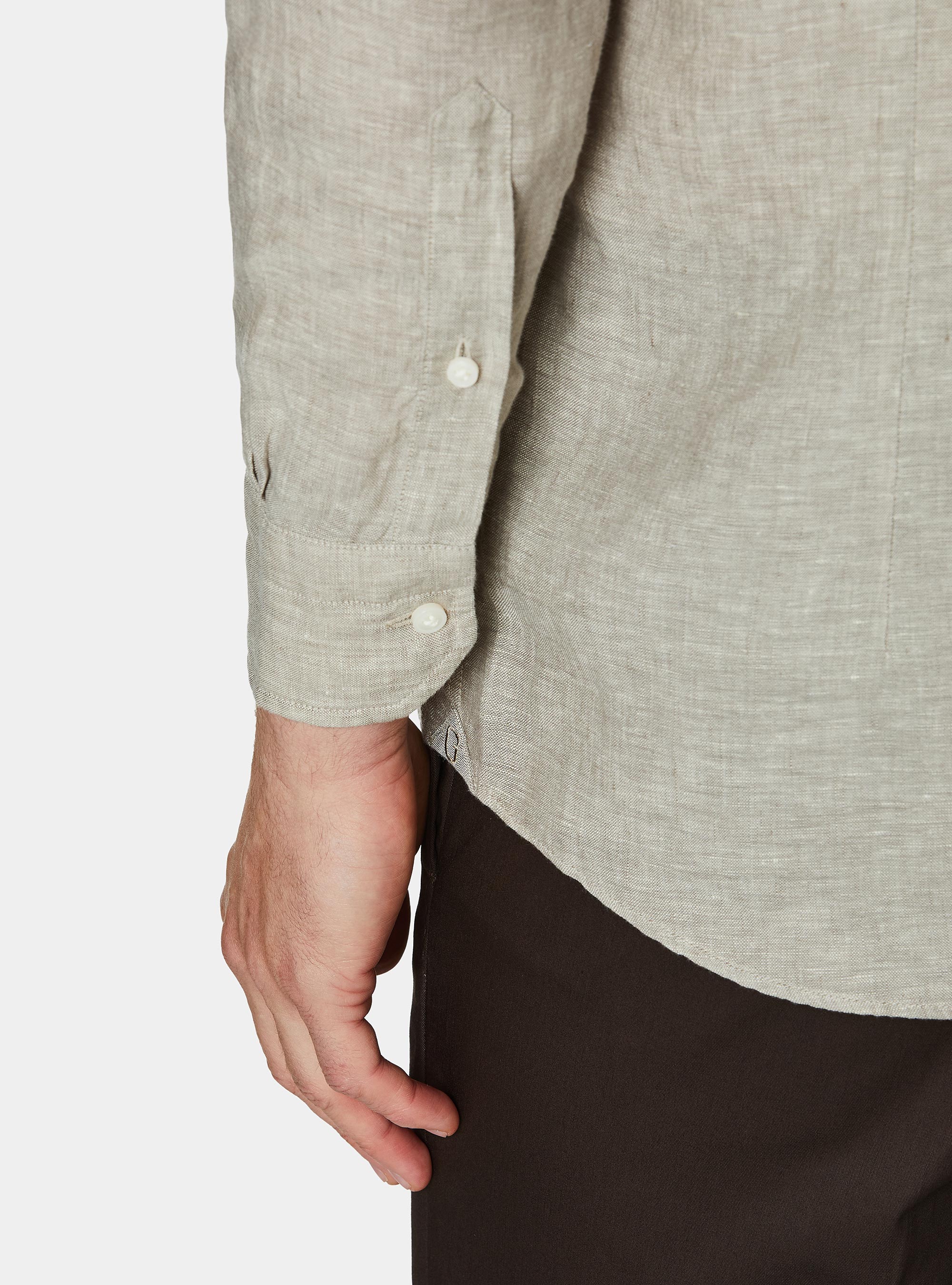 Pure linen shirt, SABBIA MELANGE 0564C