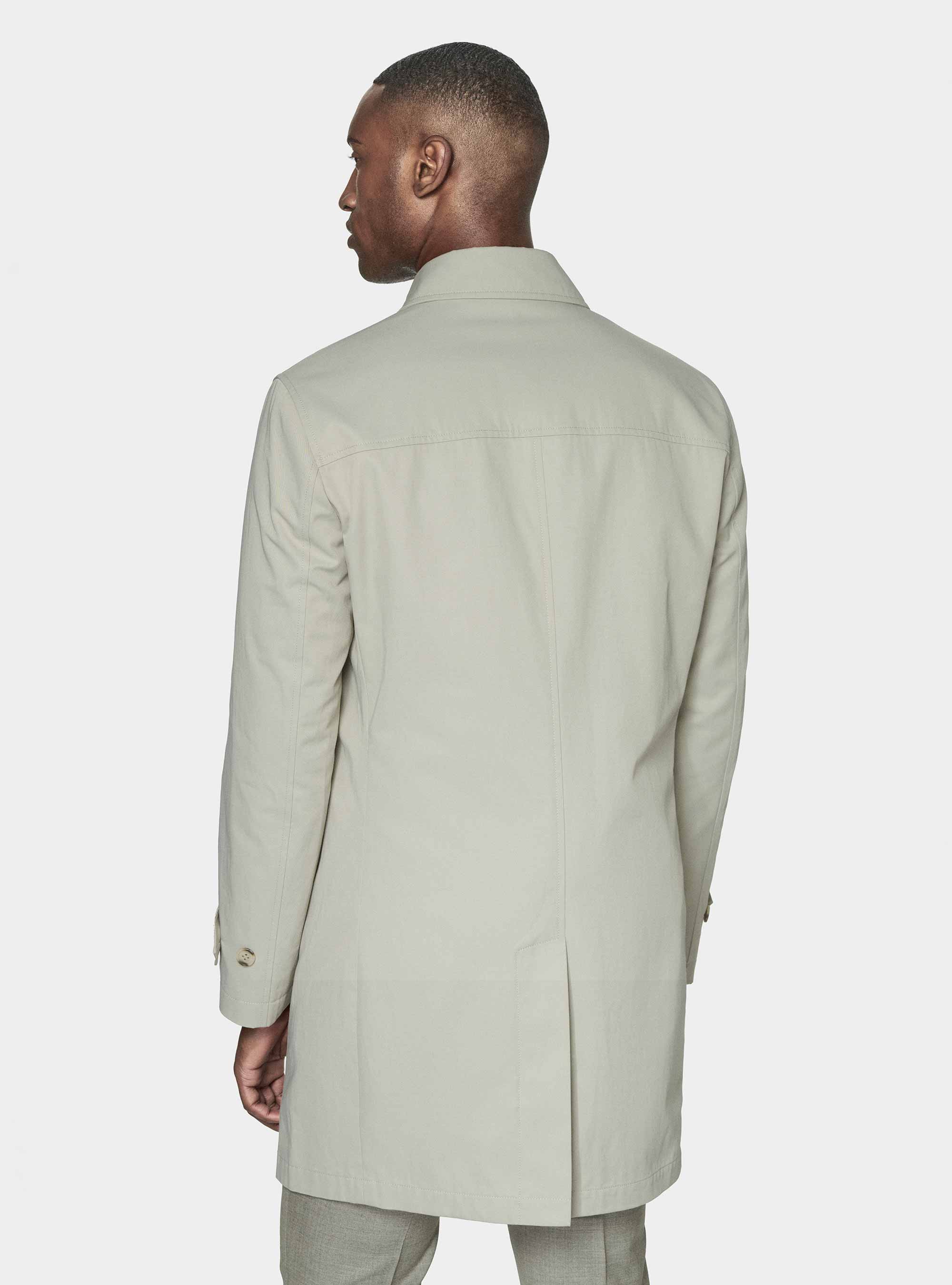 Single-breasted raincoat in cotton blend, ECRU