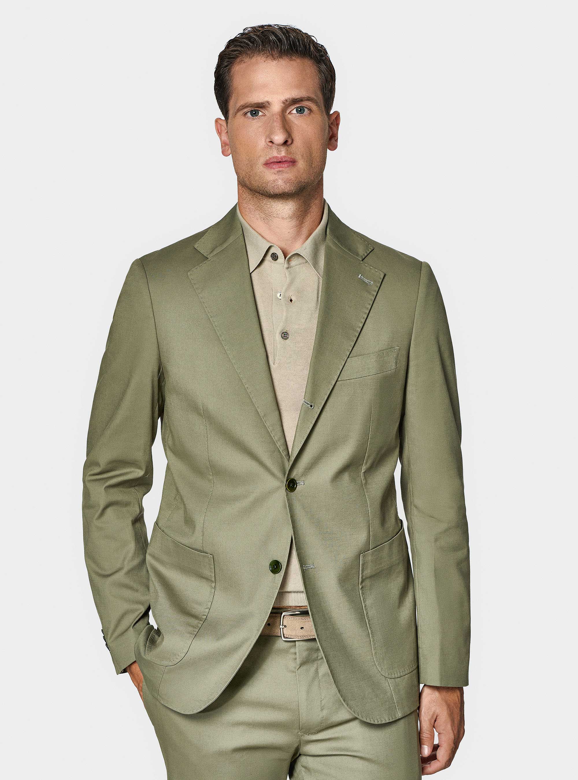 Americana de traje de algod&oacute;n, SALVIA 0602C