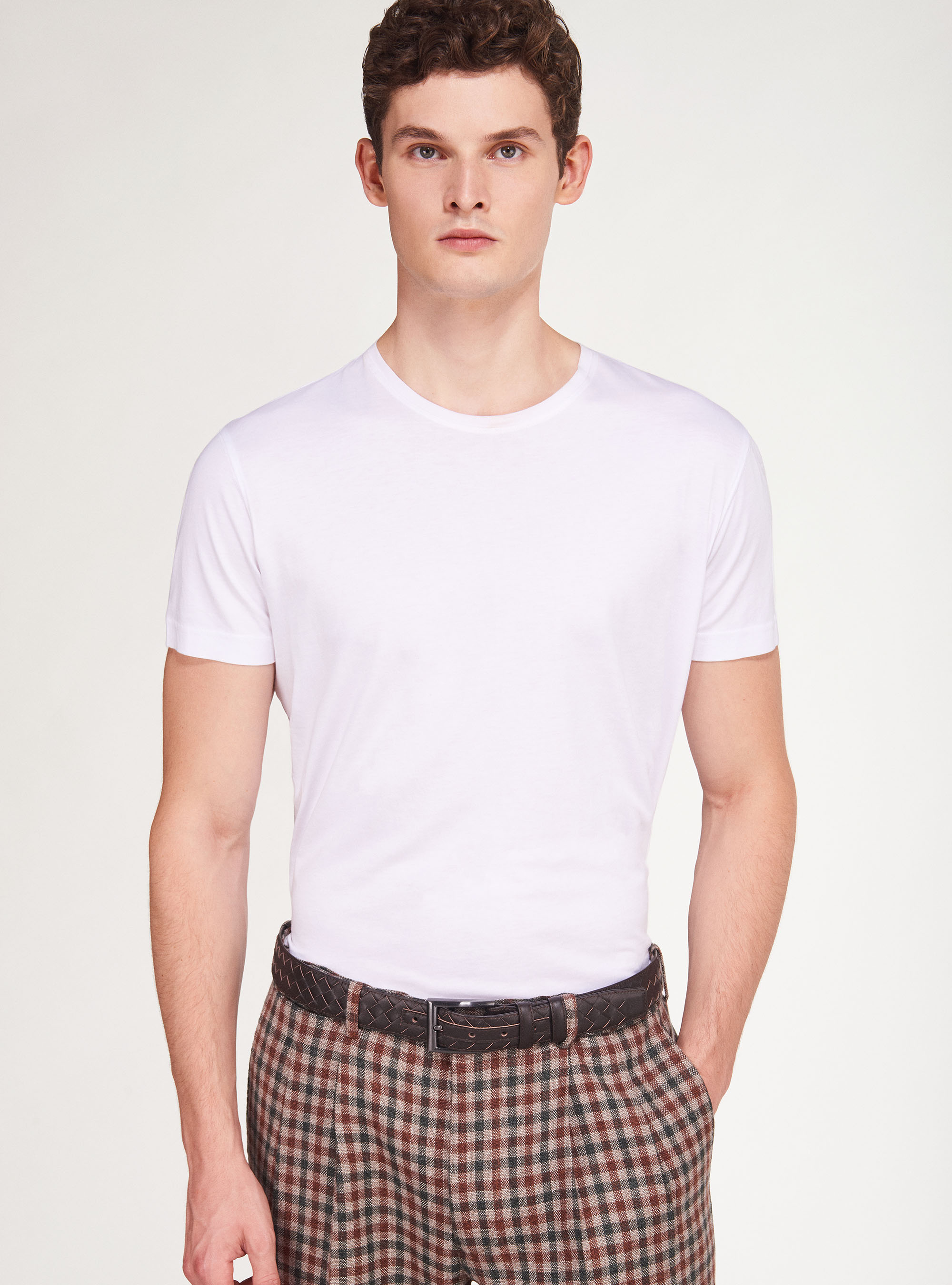 Tshirt mezza manica in jersey di cotone supima, BIANCO