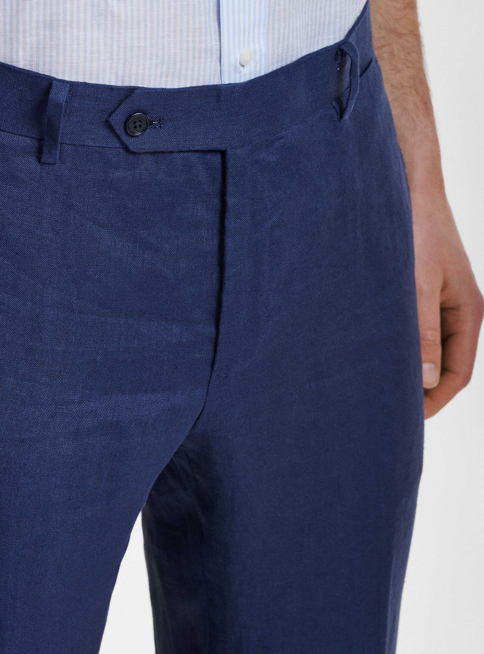 Pure linen suit trousers, BLUE