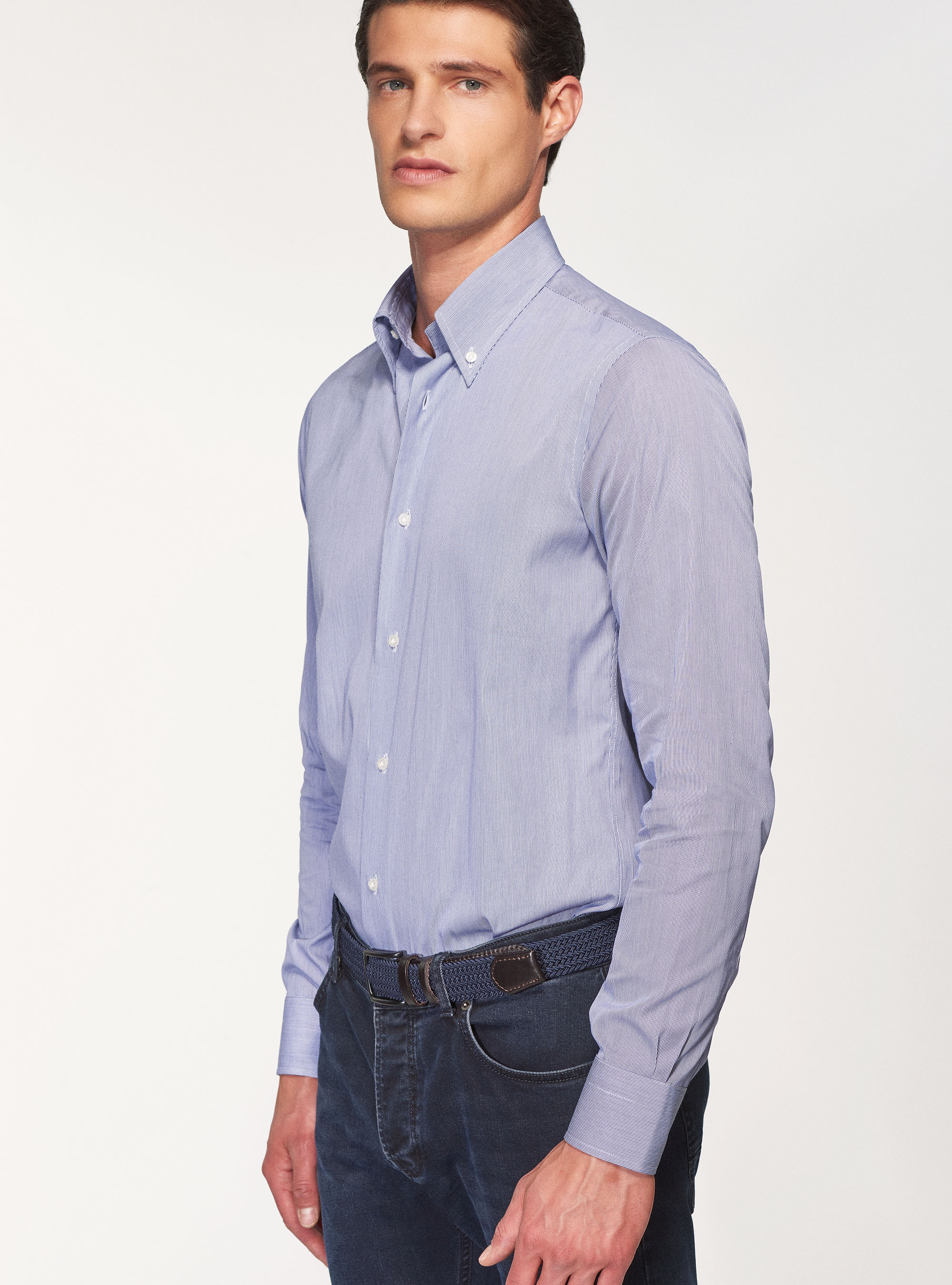 Milleraies cotton button-down shirt, NAVY BLUE