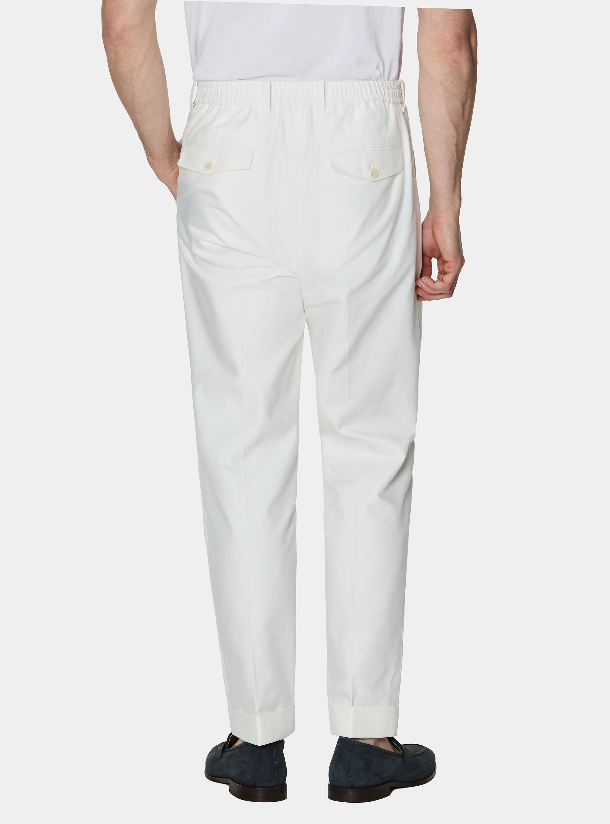 Cotton-blend pleated trousers, WHITE