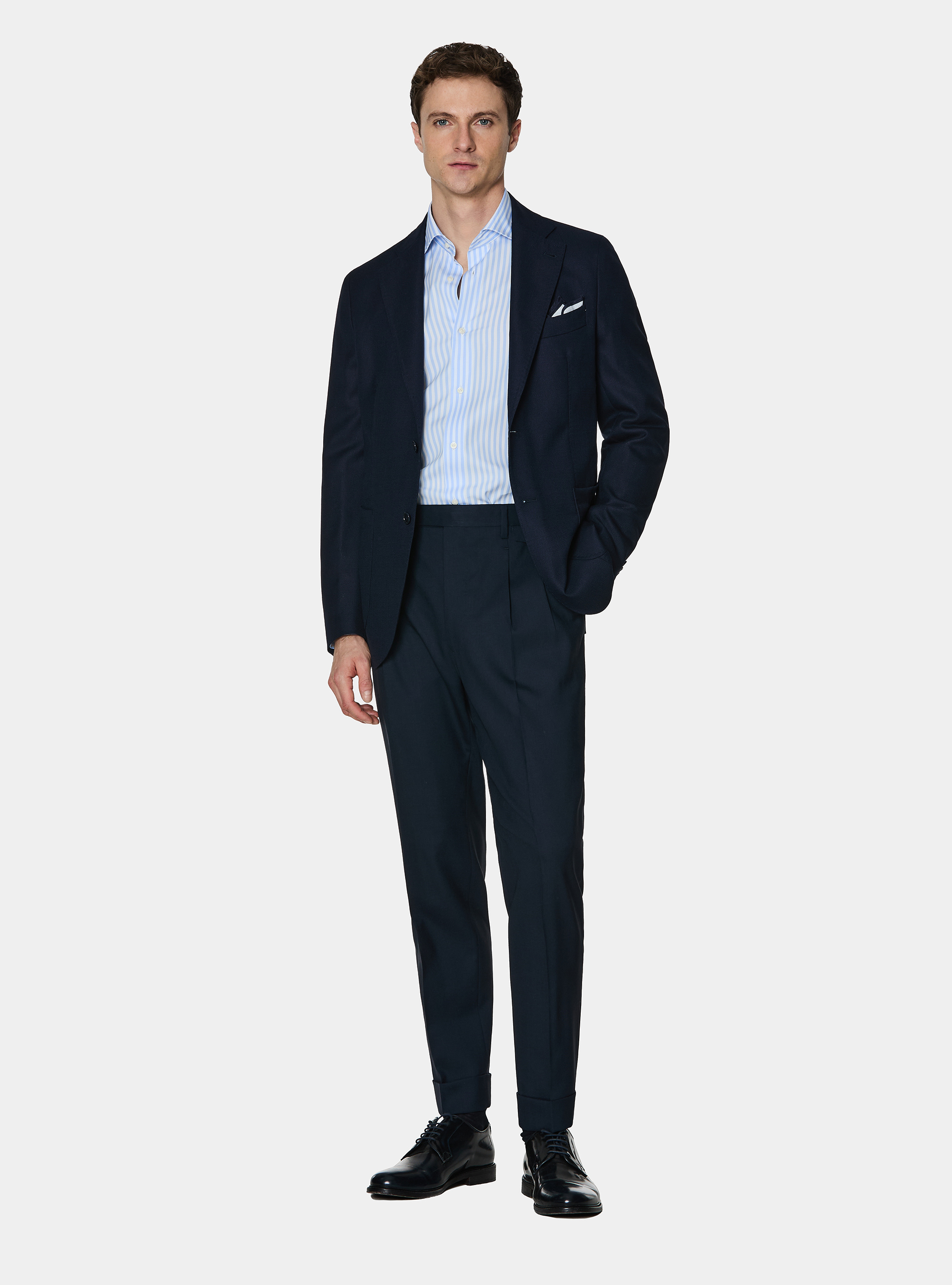 Vitale Barberis Canonico wool hopsack blazer, NAVY BLUE