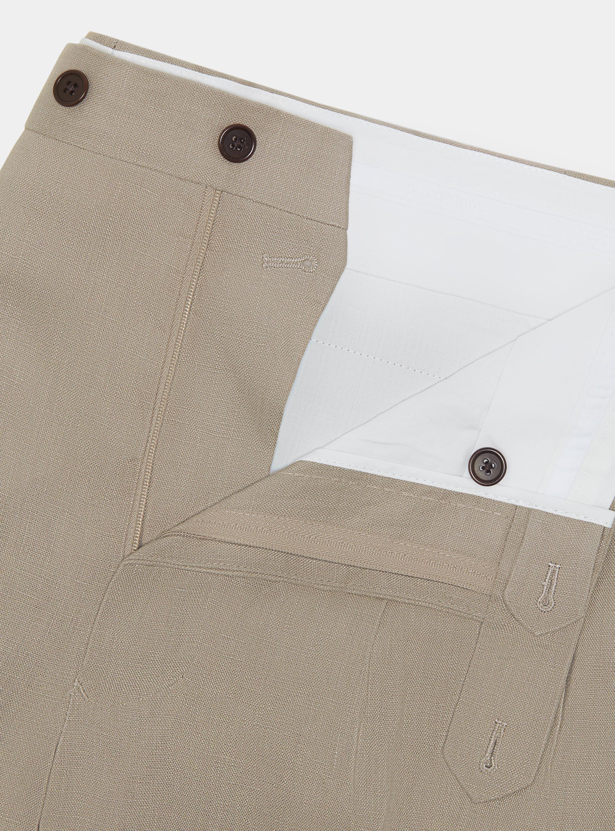Pure linen double pleat trousers, MUD