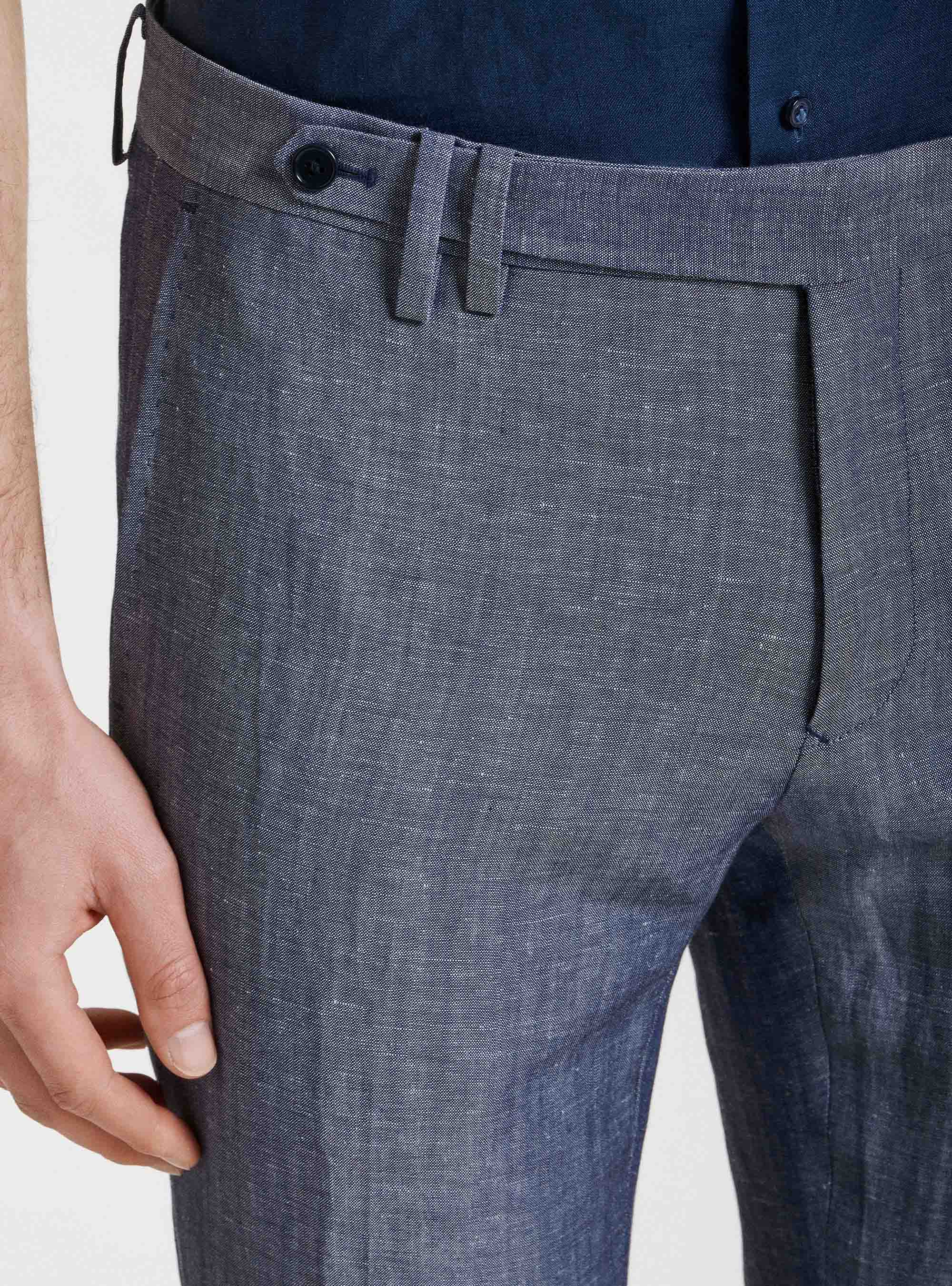 Wool and linen suit trousers DUEMILAGORI, 0243C DENIM