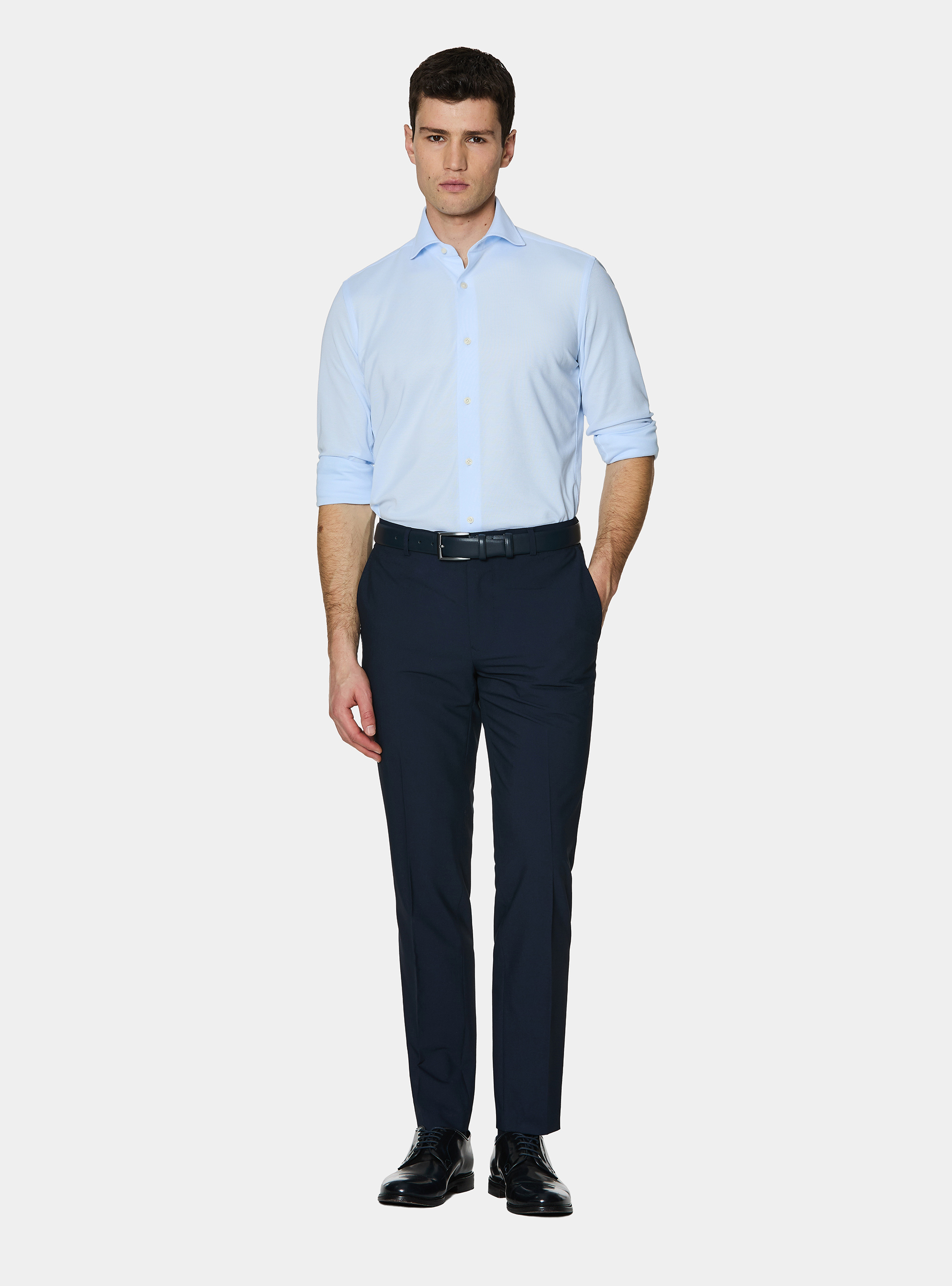 GT01 pique cotton blend polo shirt, LIGHT BLUE