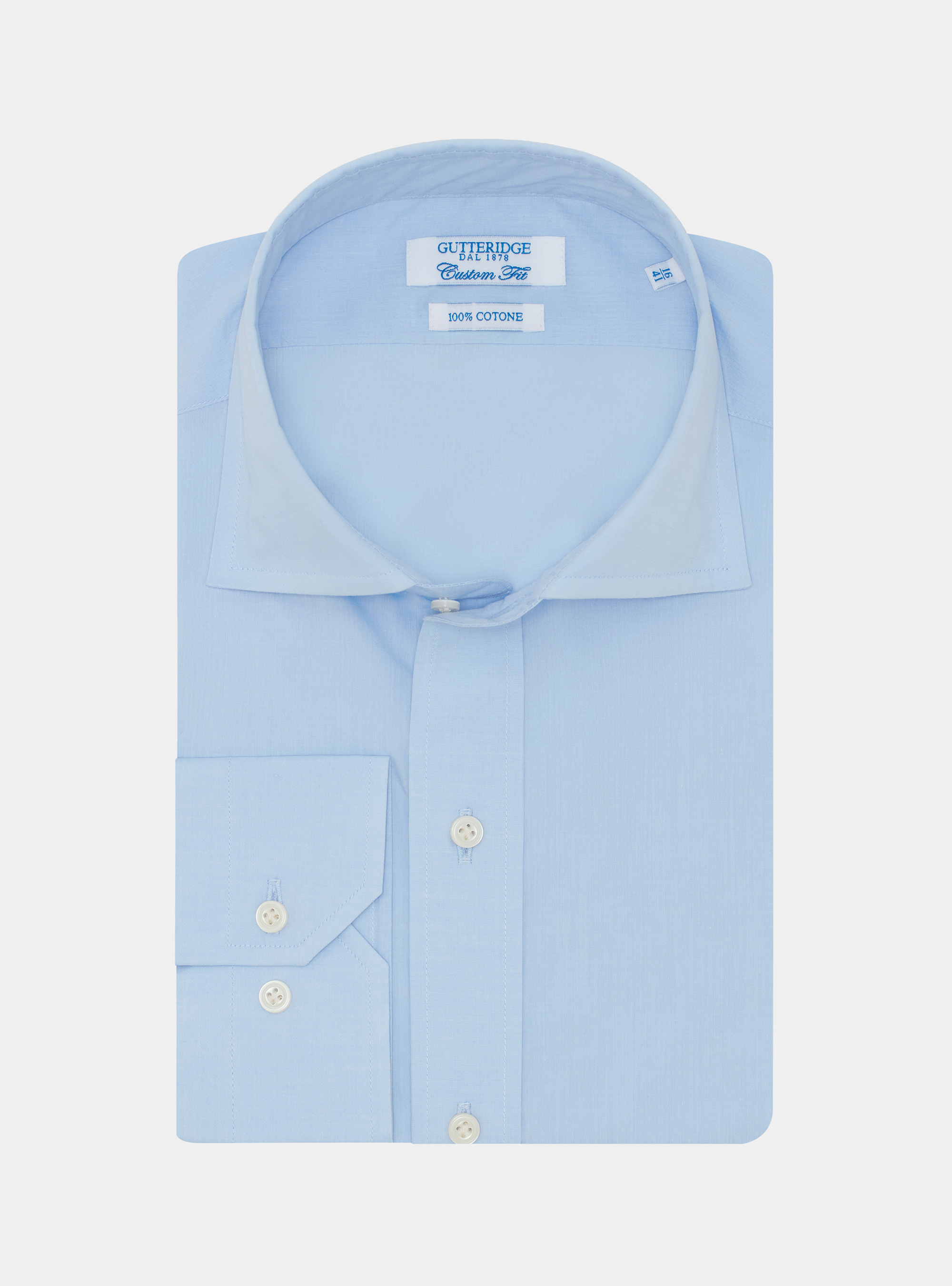 Custom-fit cotton poplin shirt, LIGHT BLUE