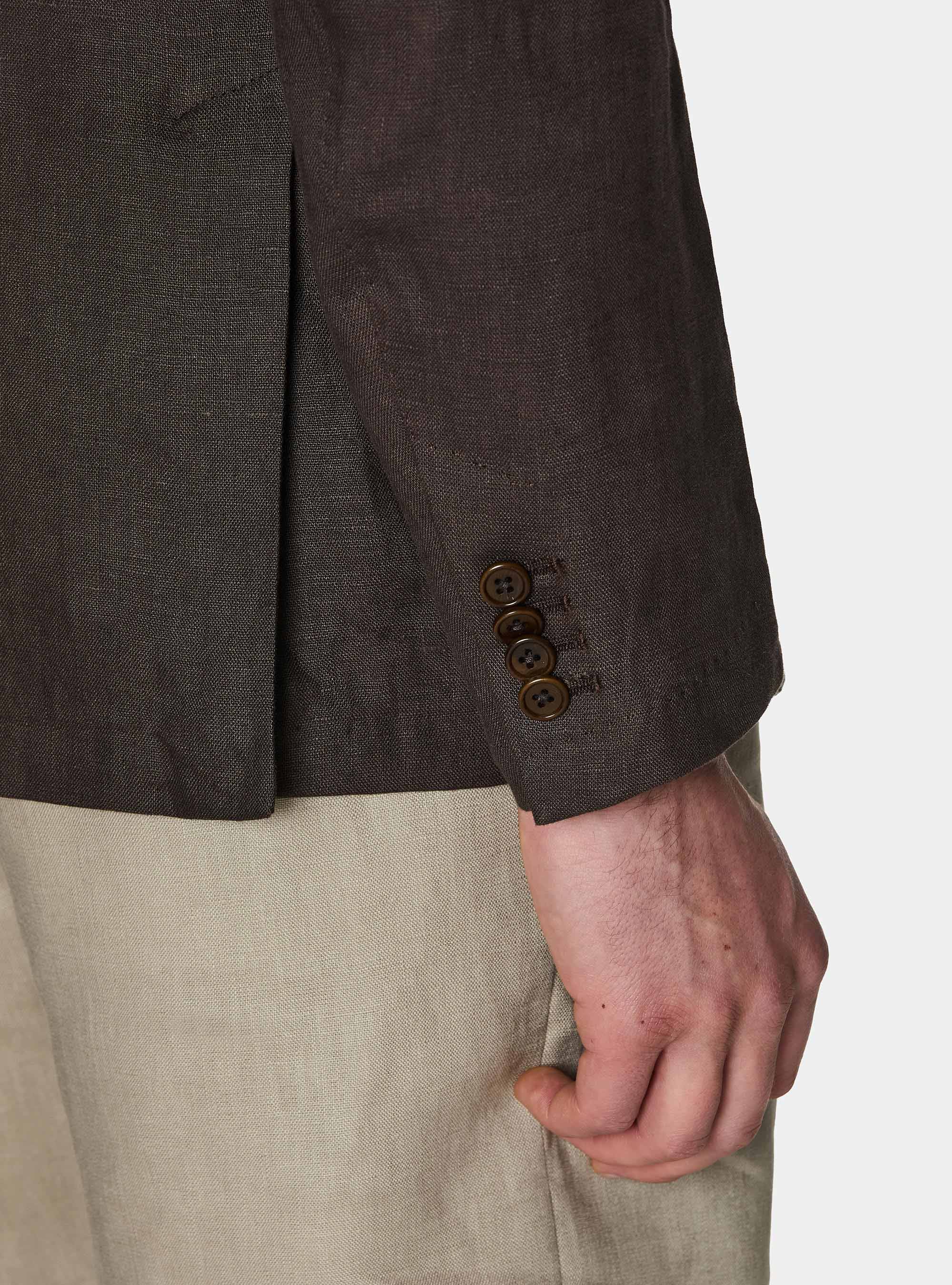 Veste cor&eacute;enne en pur lin, MARRON