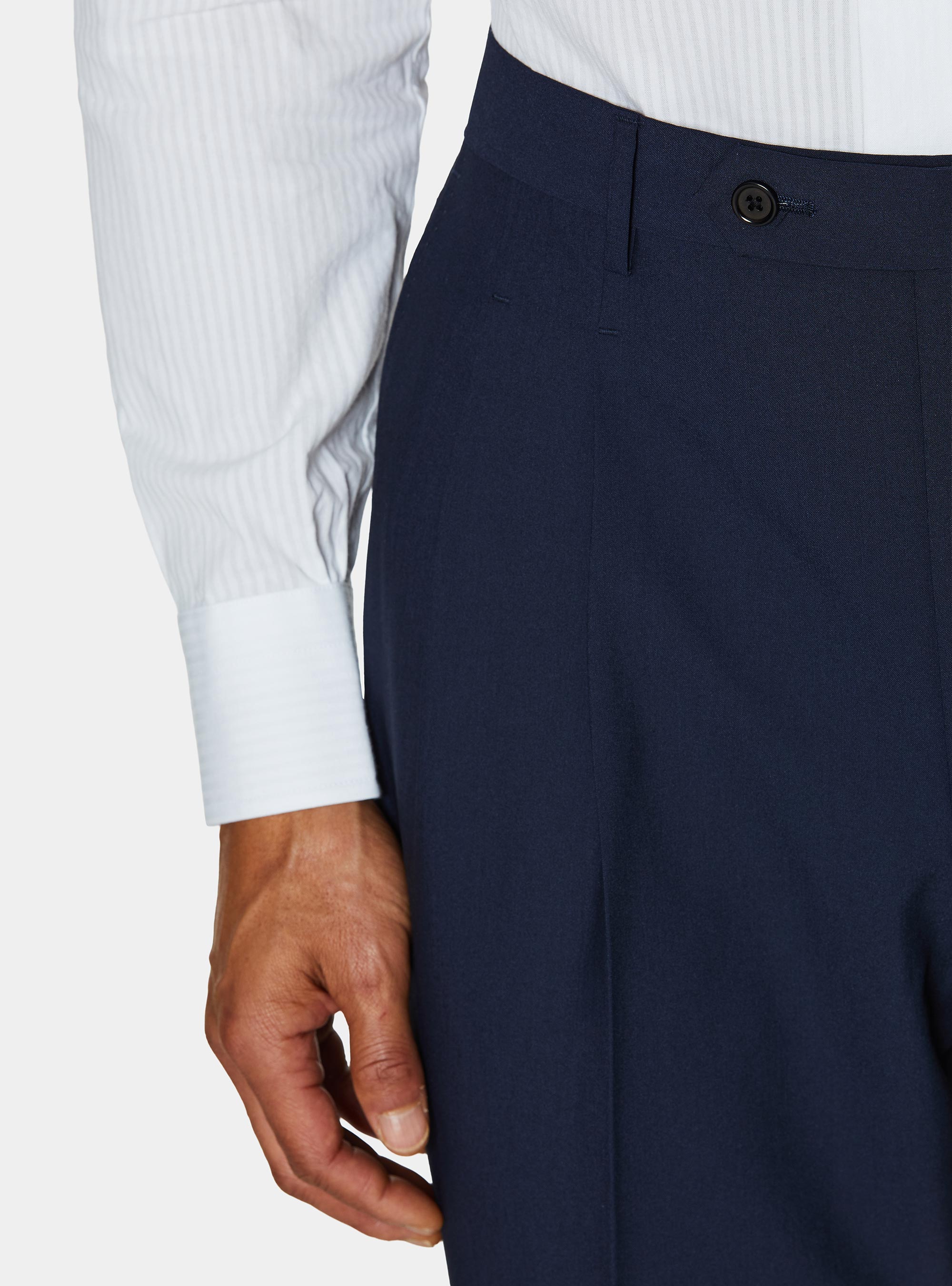 Classic trousers with pleats, NAVY BLUE