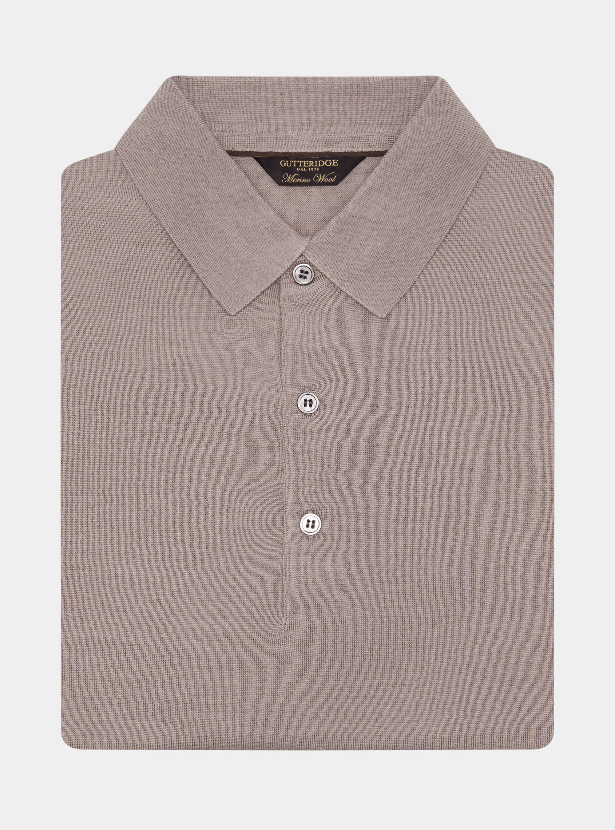 Extra-fine merino wool polo shirt, MUD