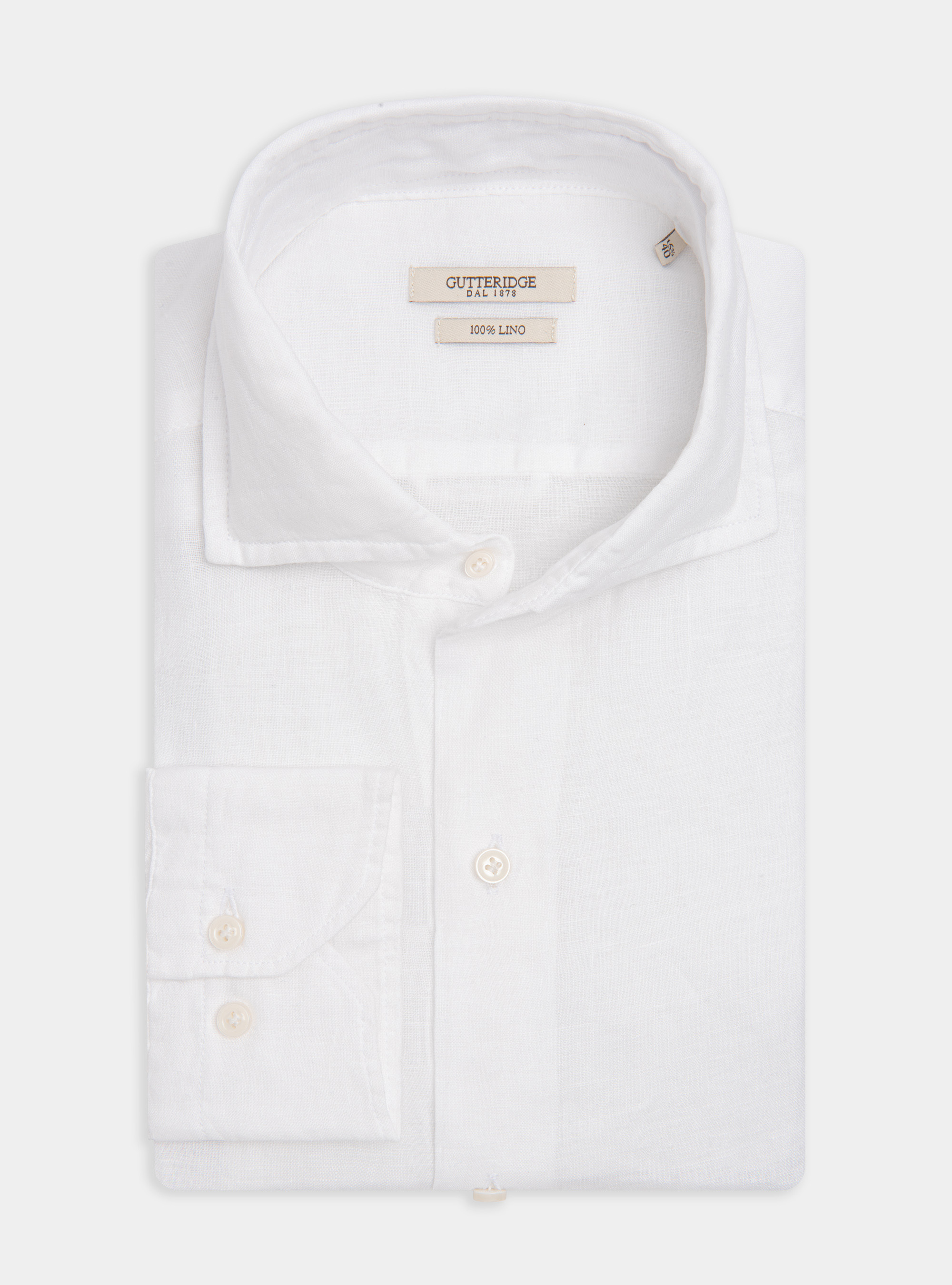 Chemise &agrave; col fran&ccedil;ais en pur lin, BLANC