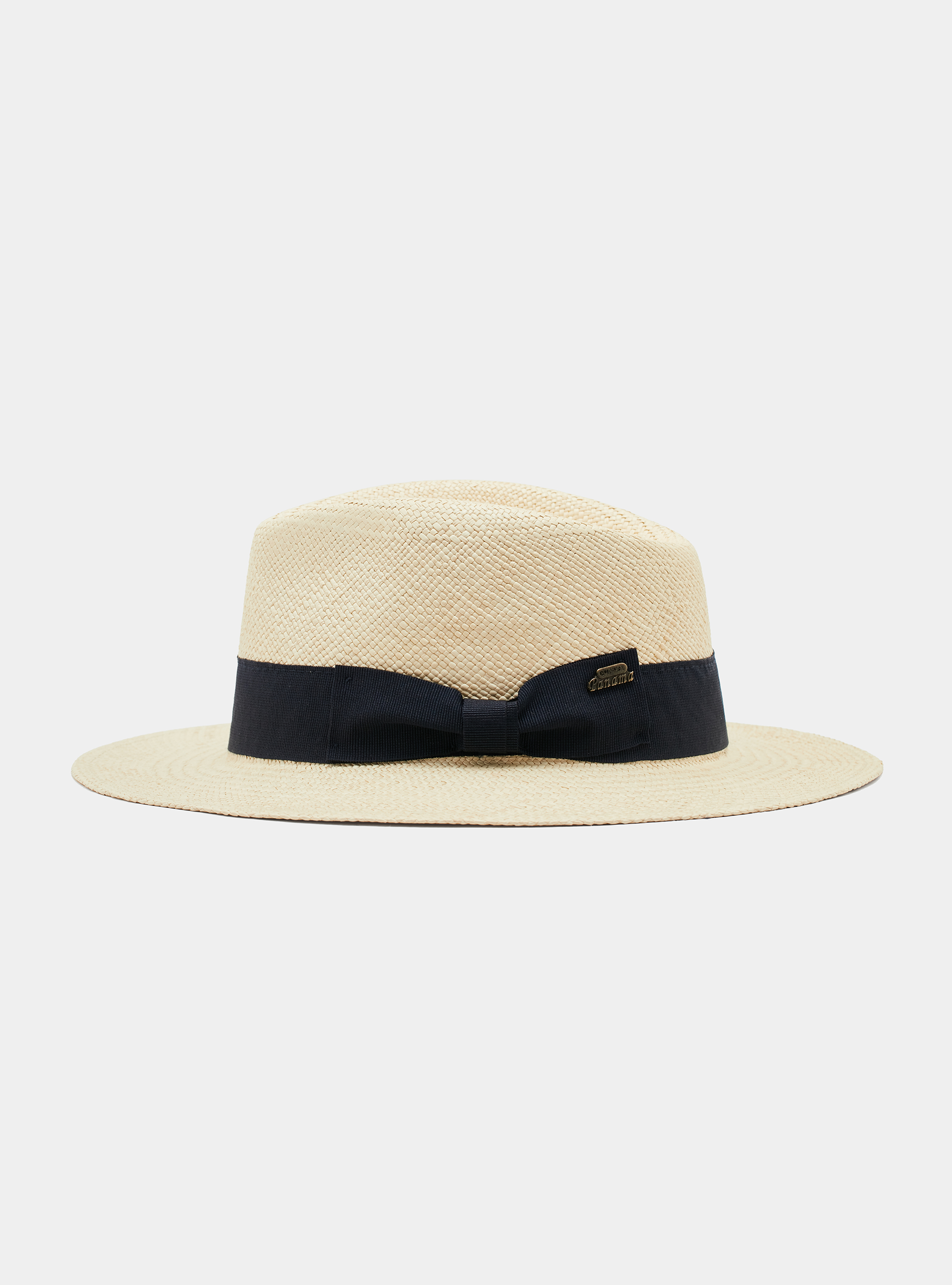 Panama hat with a band, ECRU/NAVY EN02