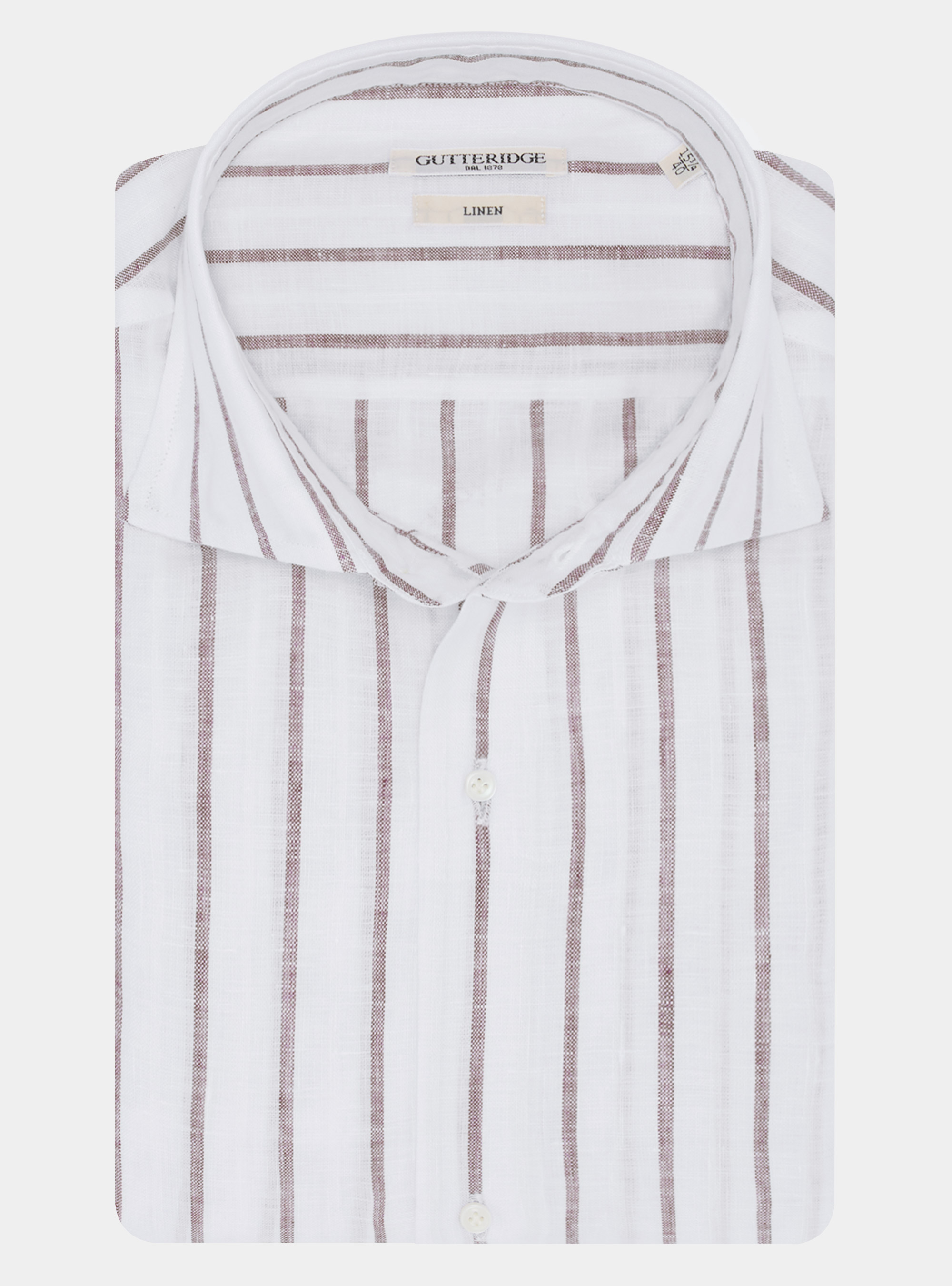 Linen blend striped shirt, BROWN
