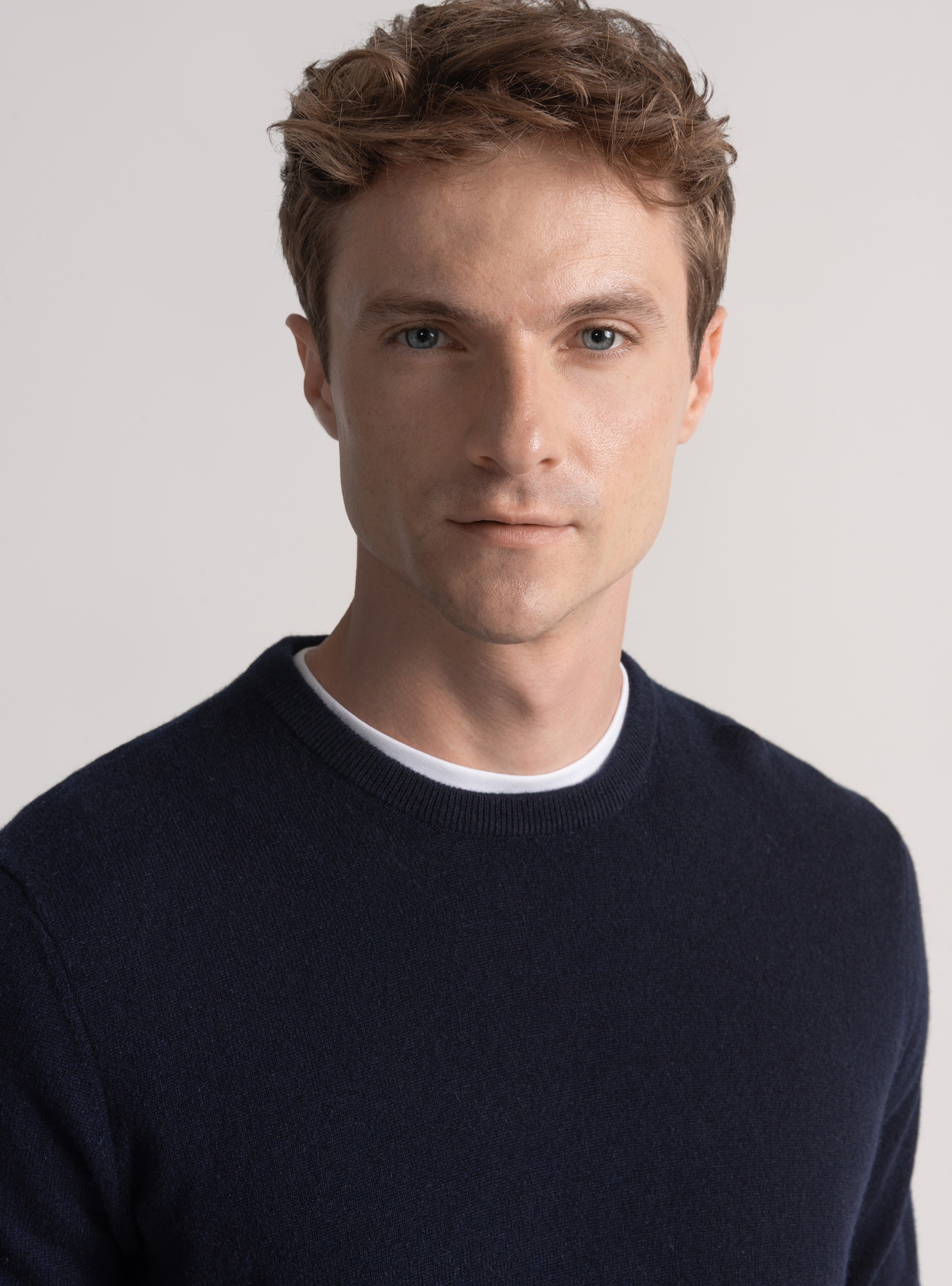 Cashmere crew-neck sweater, NAVY BLUE