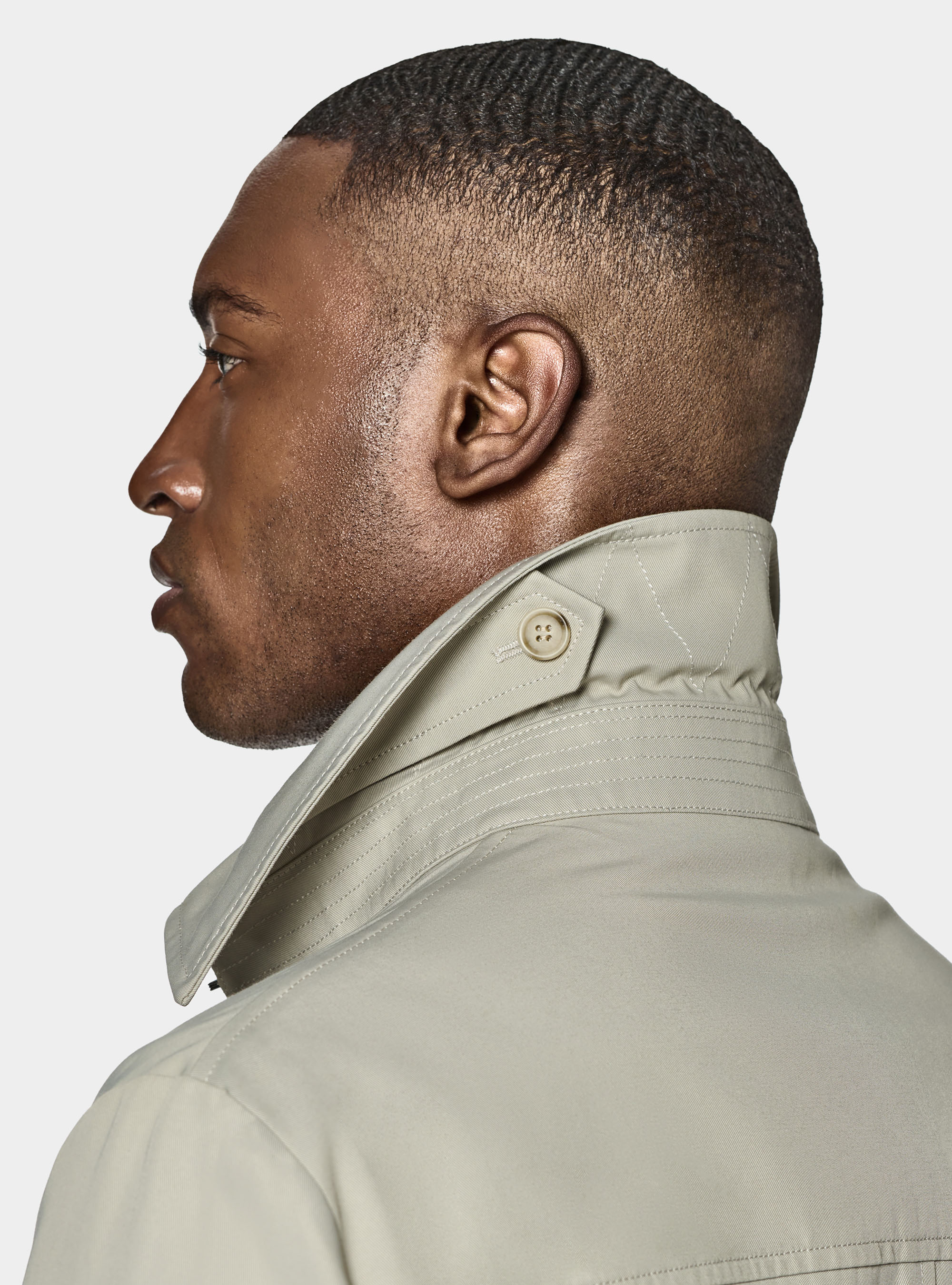 Cotton twill trench coat, ECRU