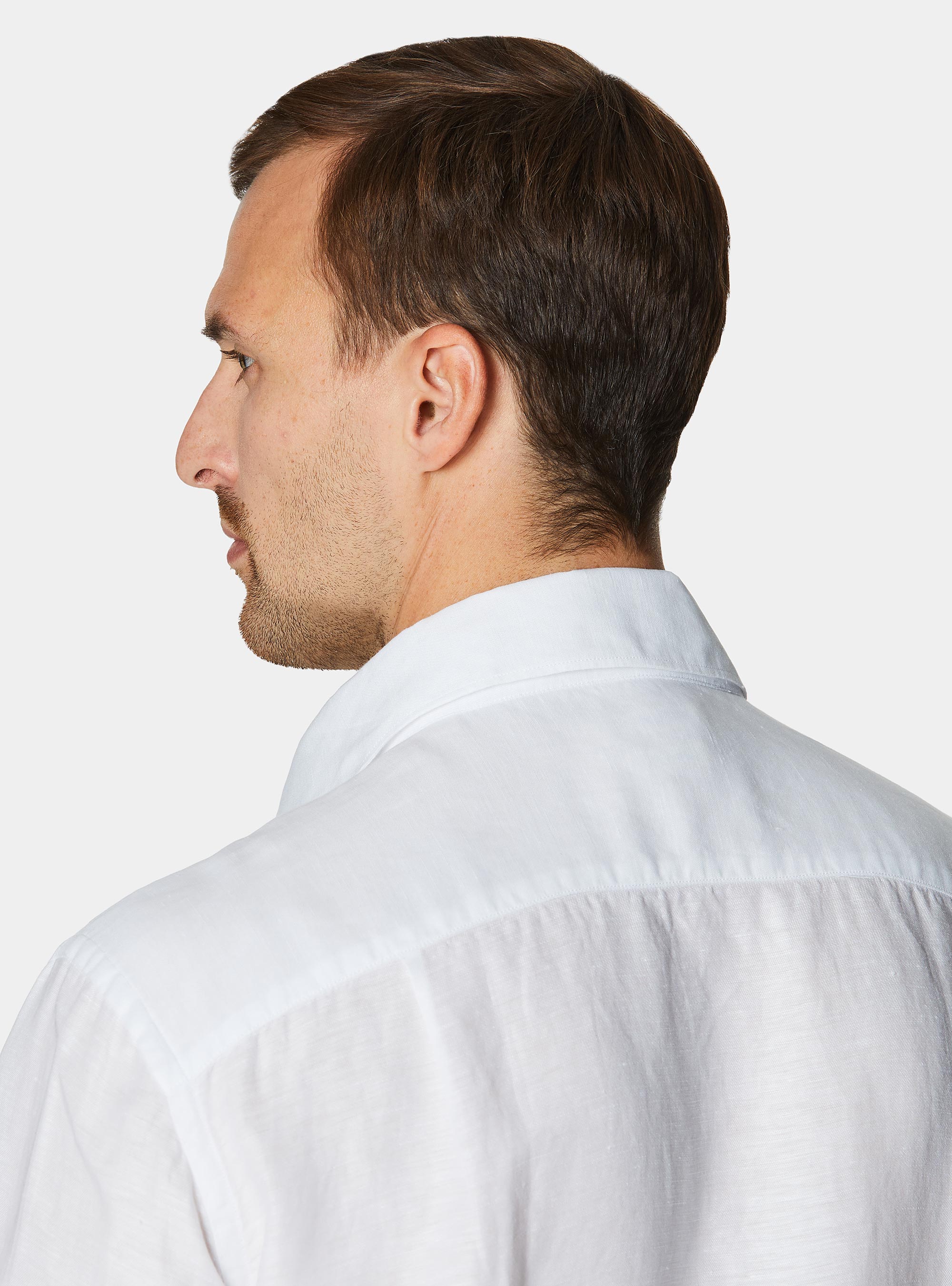 Leinenmischhemd mit Beleg, BIANCO 0099C