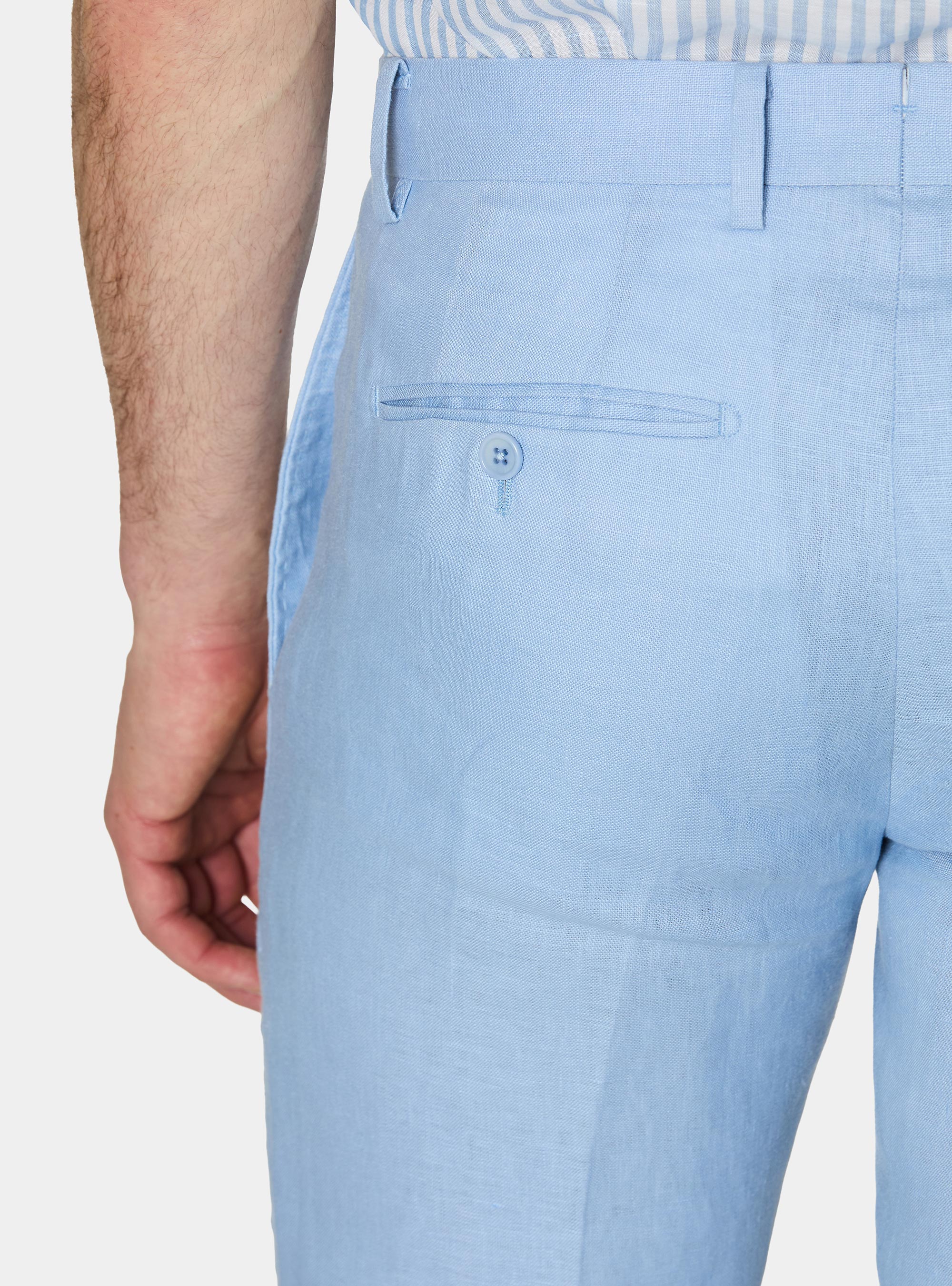 Anzughose aus reinem Leinen, 0266C AZZURRO