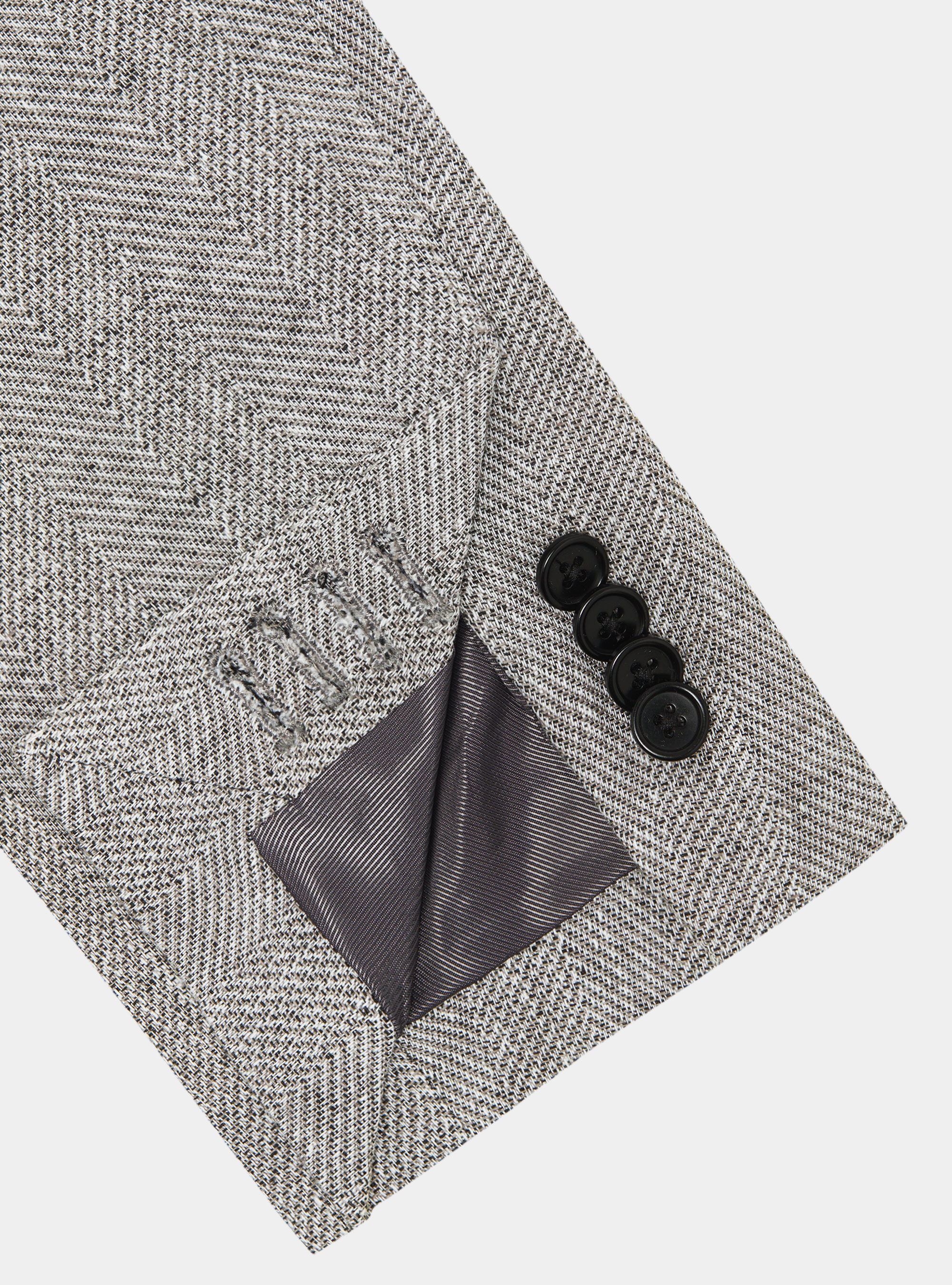 Herringbone blazer in linen and cotton, GREY