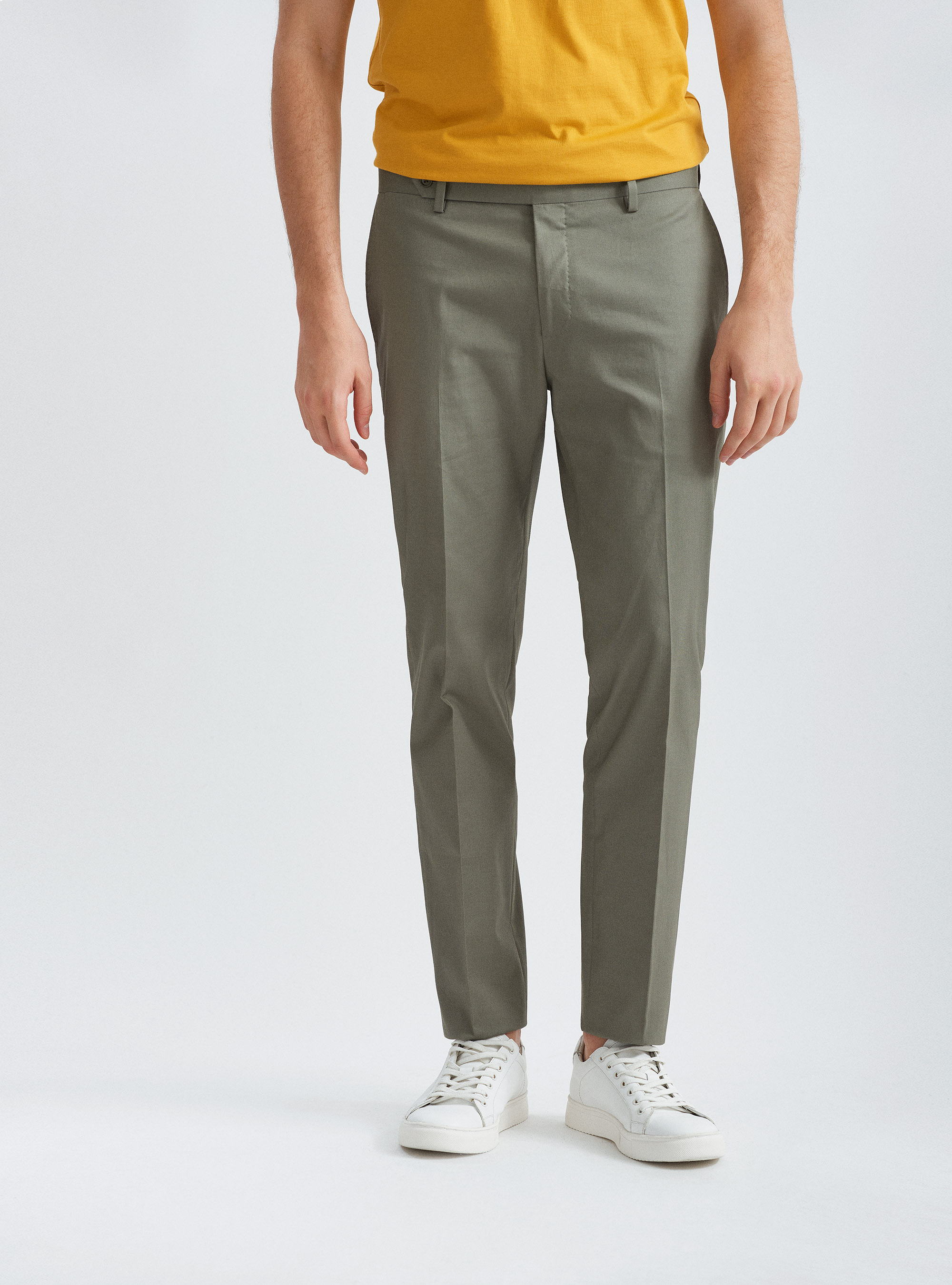 Armoured stretch cotton suit trousers, SALVIA 0602C