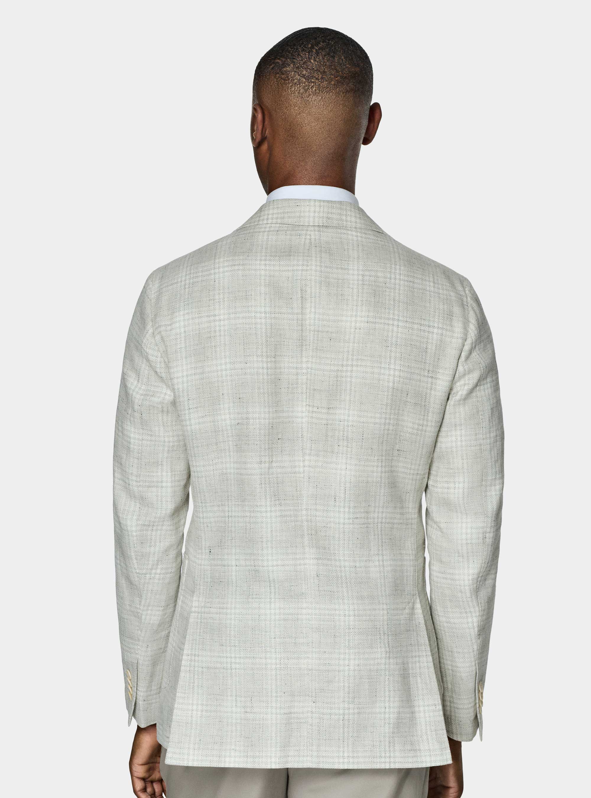 Linen-blend patterned blazer, GRIGIO MELANGE 0151C