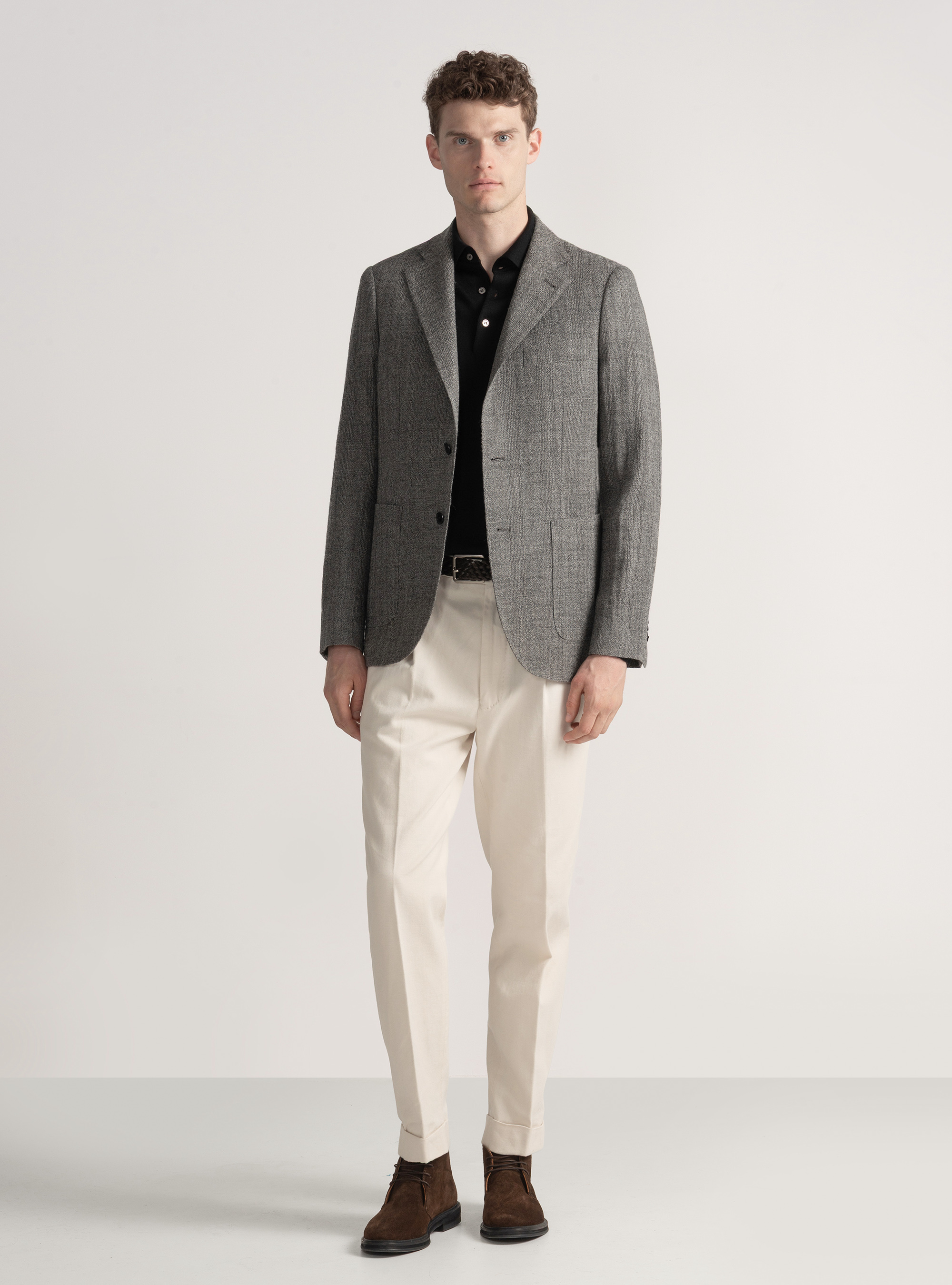 Veste en pure laine Prince de Galles, ASPHALTE