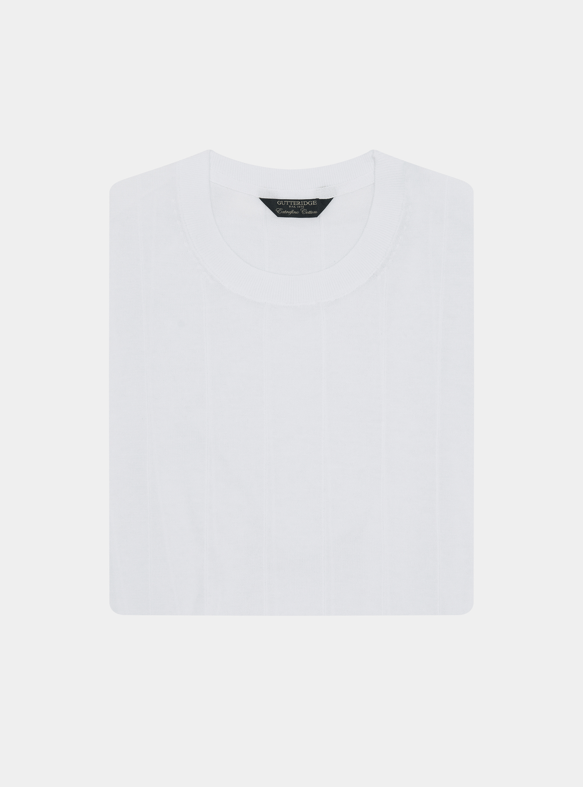 Pure cotton flat-ribbed sweater, WHITE