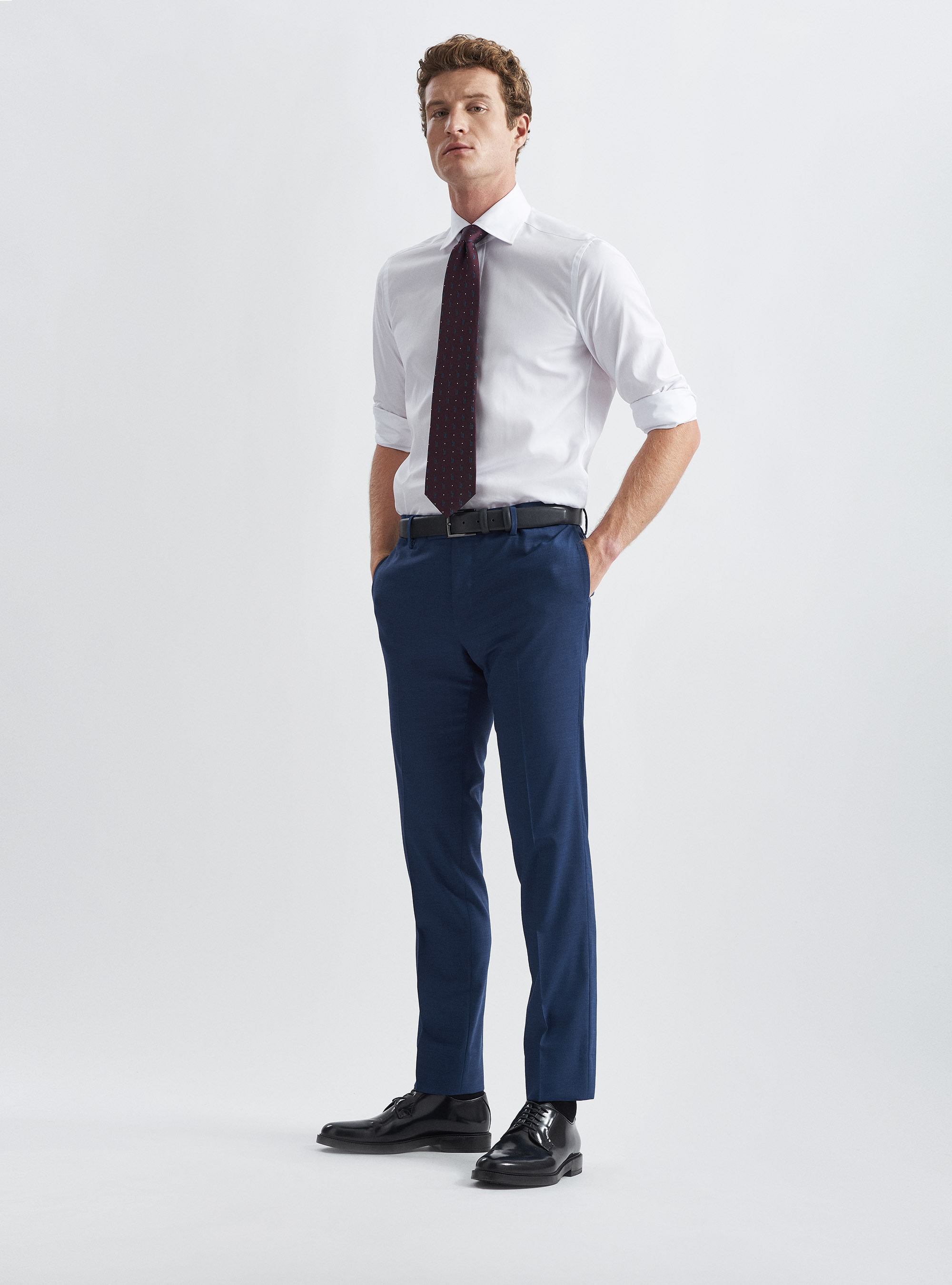 Pantaloni per abito in fresco lana, INCHIOSTRO