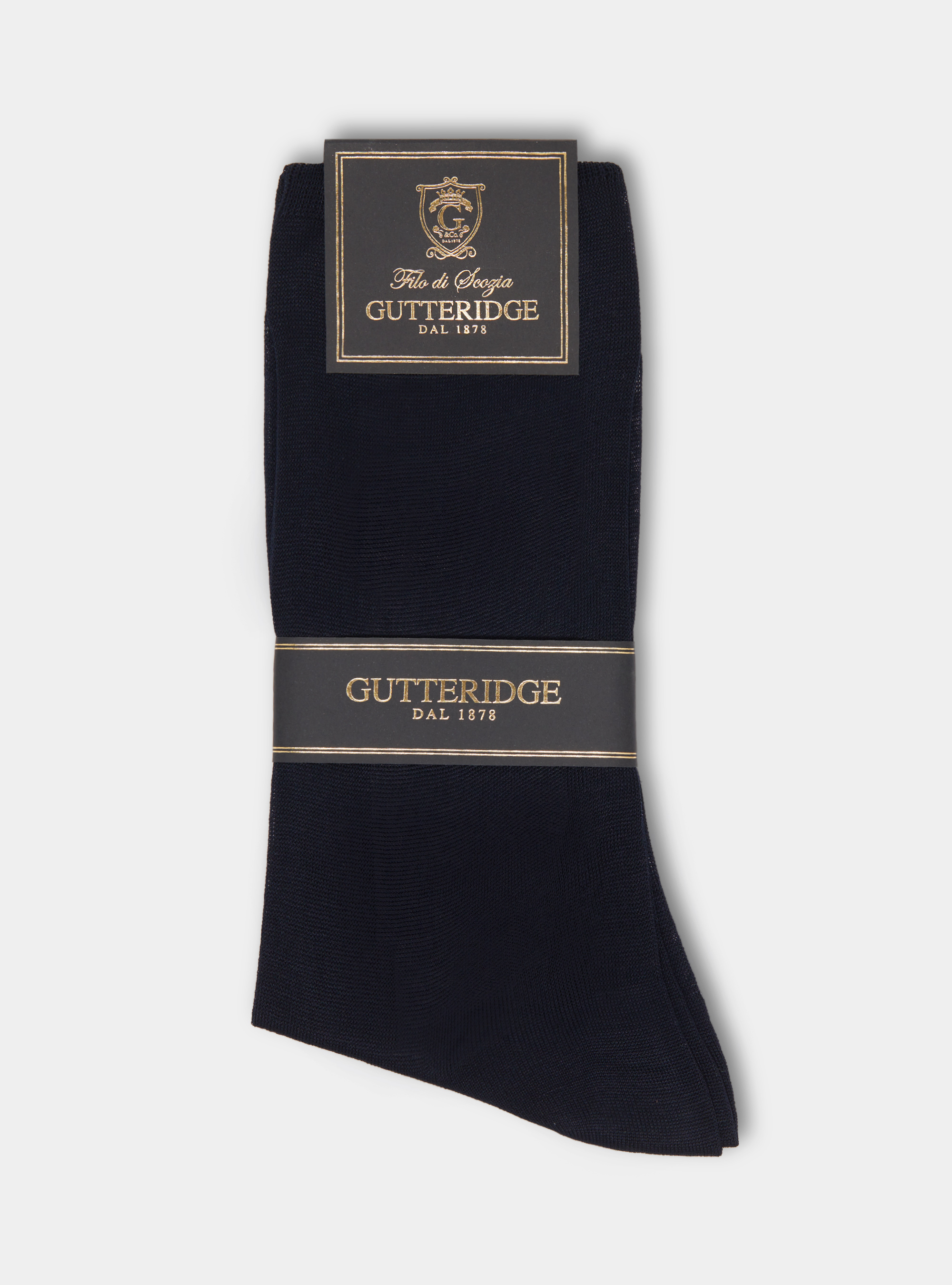 Long socks made of Scottish yarn, NAVY BLUE