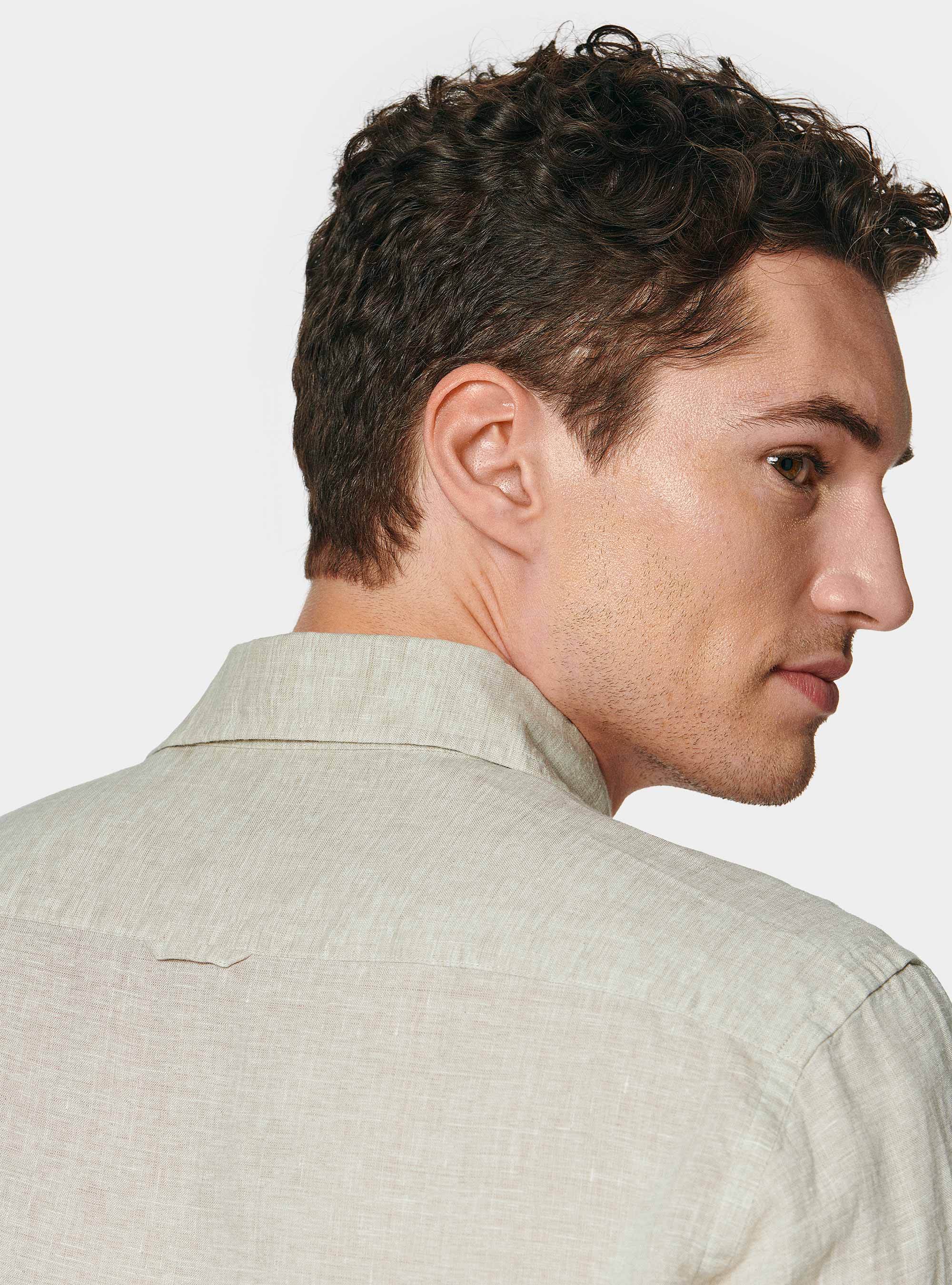 Pure linen shirt, ECRU MELANGE 0562C