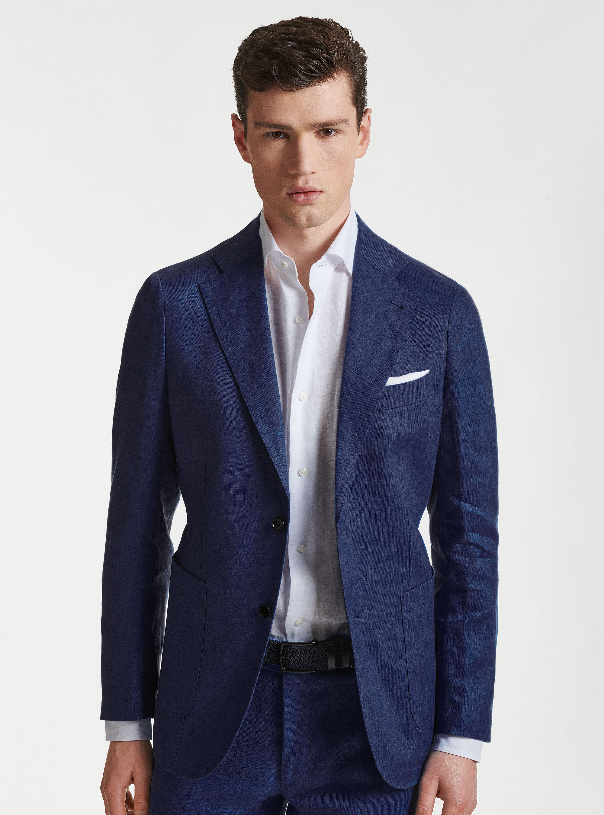 Pure linen suit blazer, BLUE