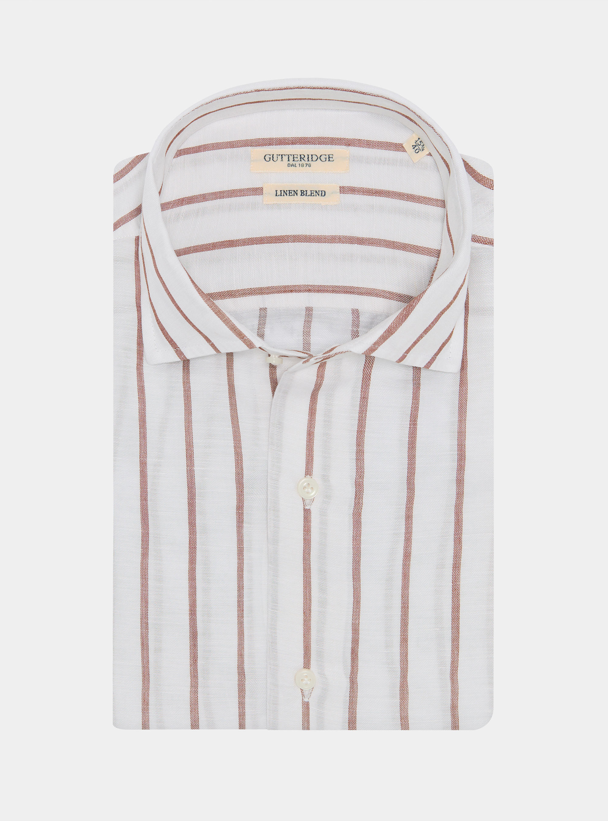 Linen blend striped shirt, BROWN