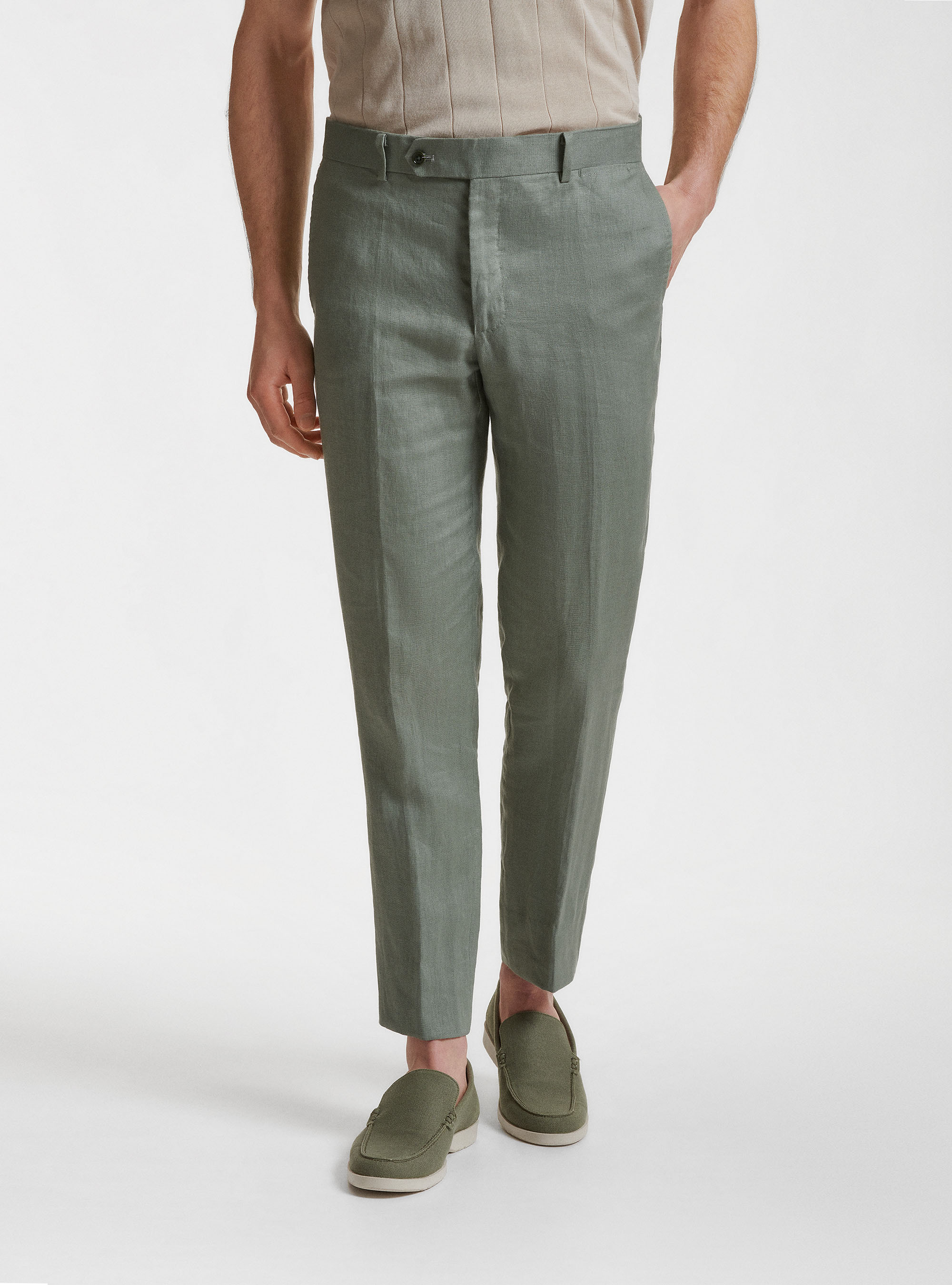 Pure linen suit trousers, SALVIA 0602C