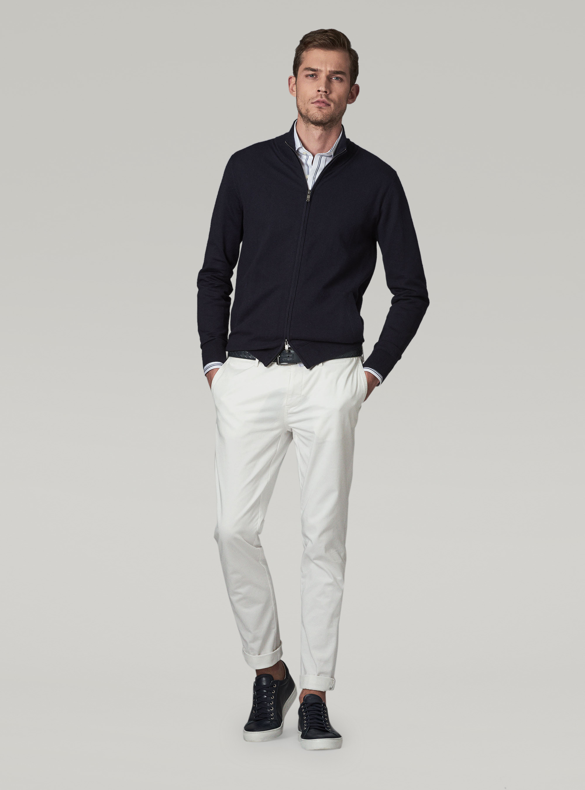 Cardigan de algod&oacute;n seda y cashmere, AZUL MARINO