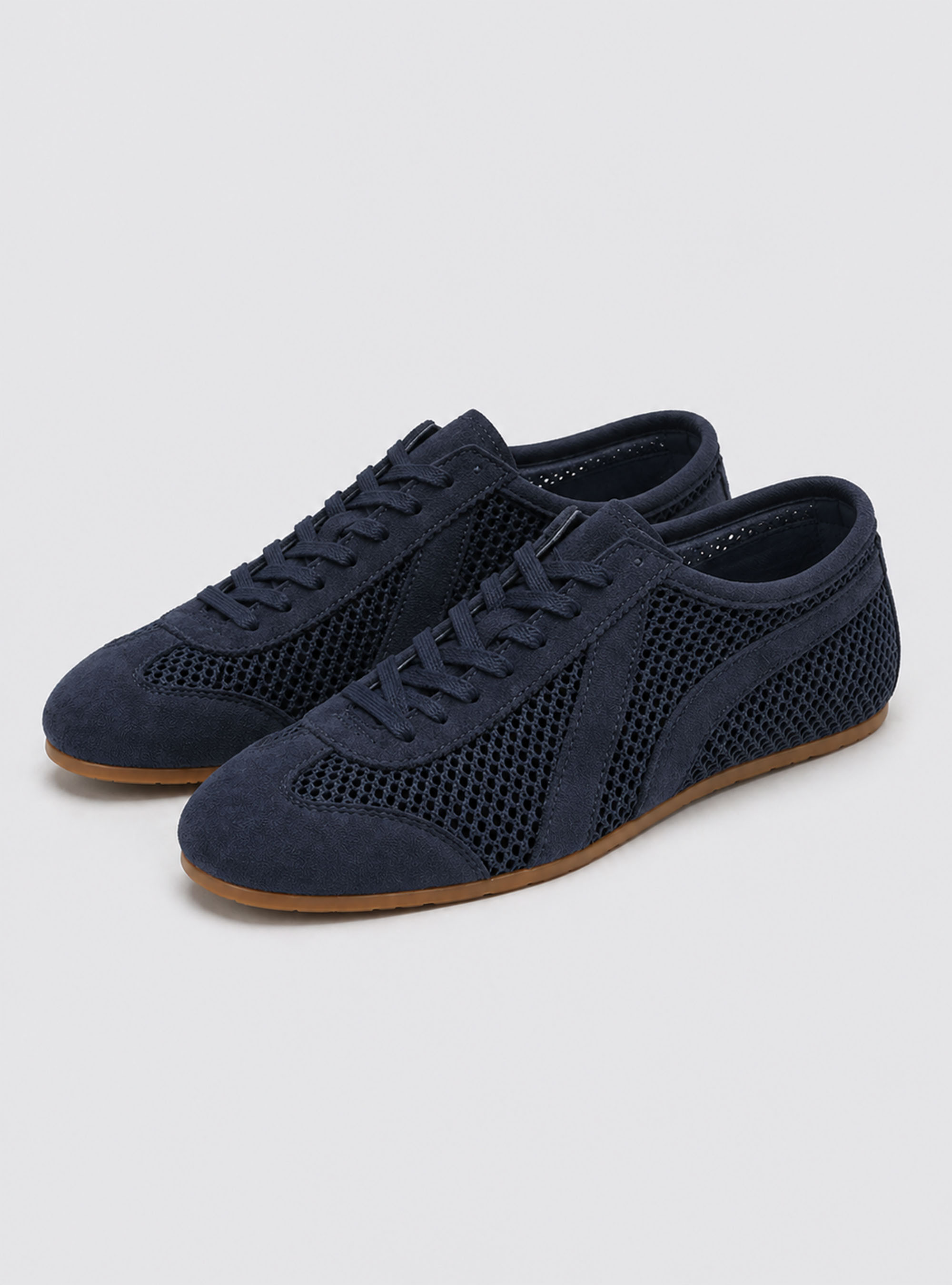 Sneakers en daim et mesh, BLEU MARINE