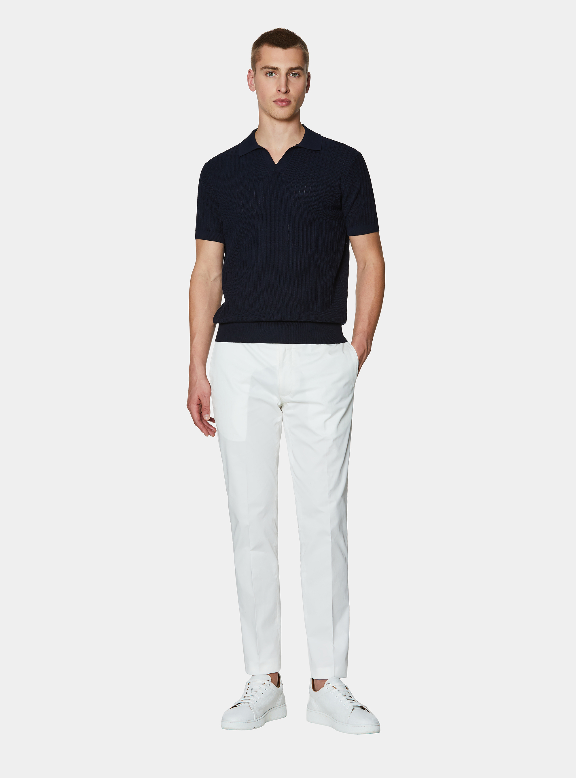 Lightweight twill slim fit chino trousers, WHITE
