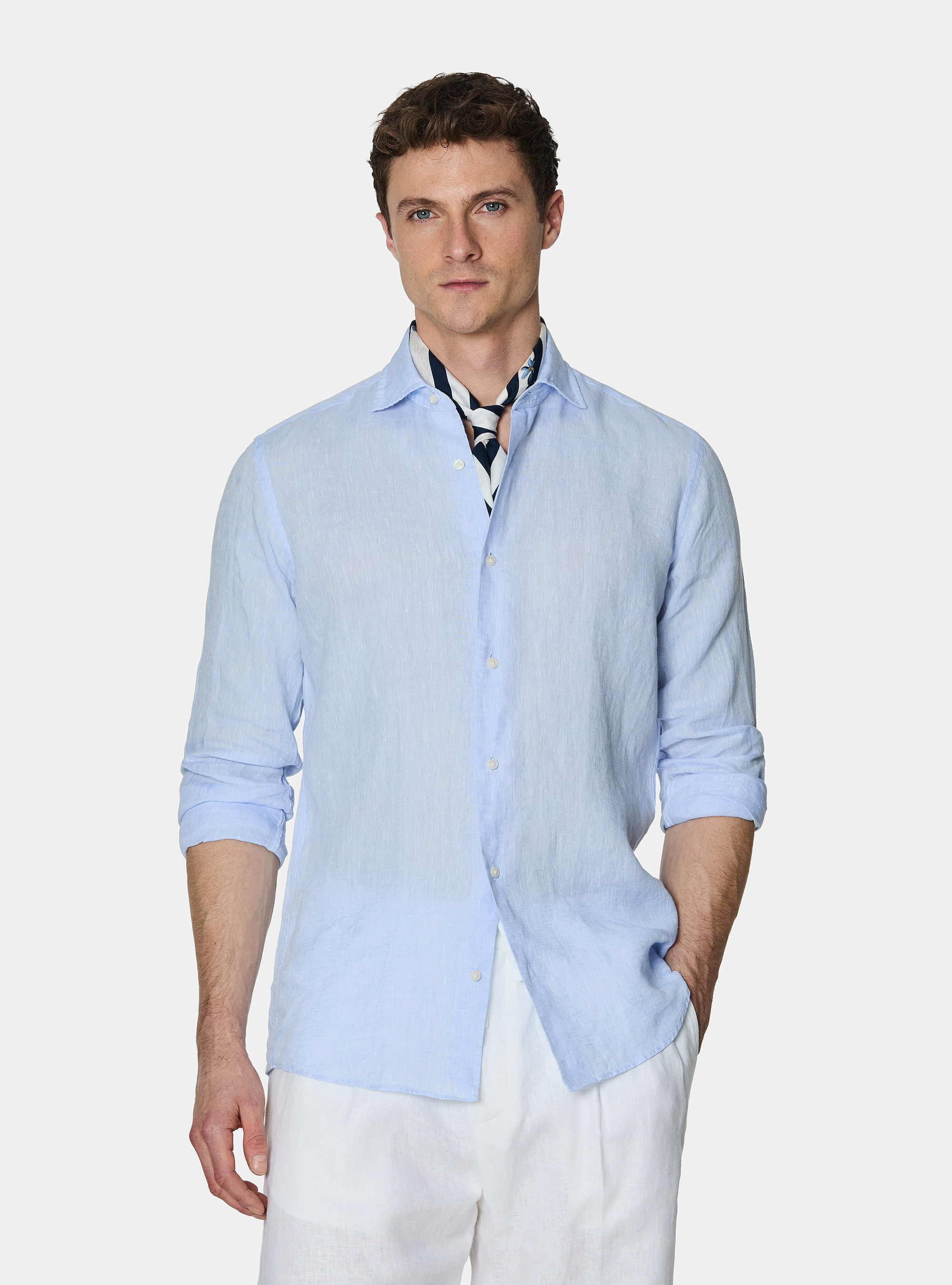 Chemise en pur lin, BLEU CIEL