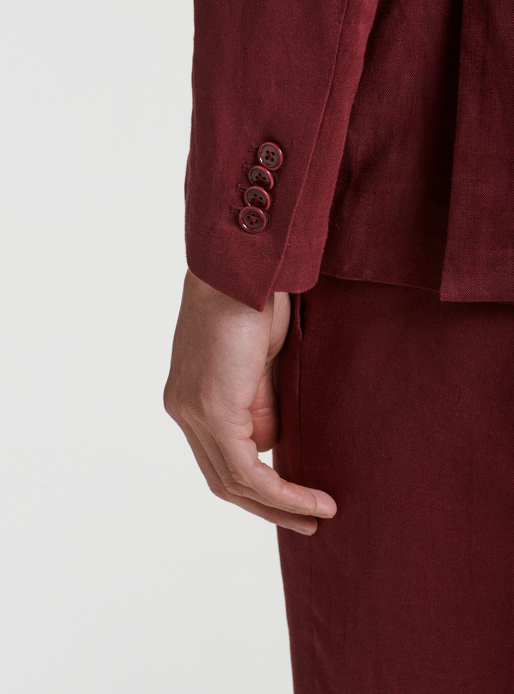 Pure linen suit blazer, BORDEAUX