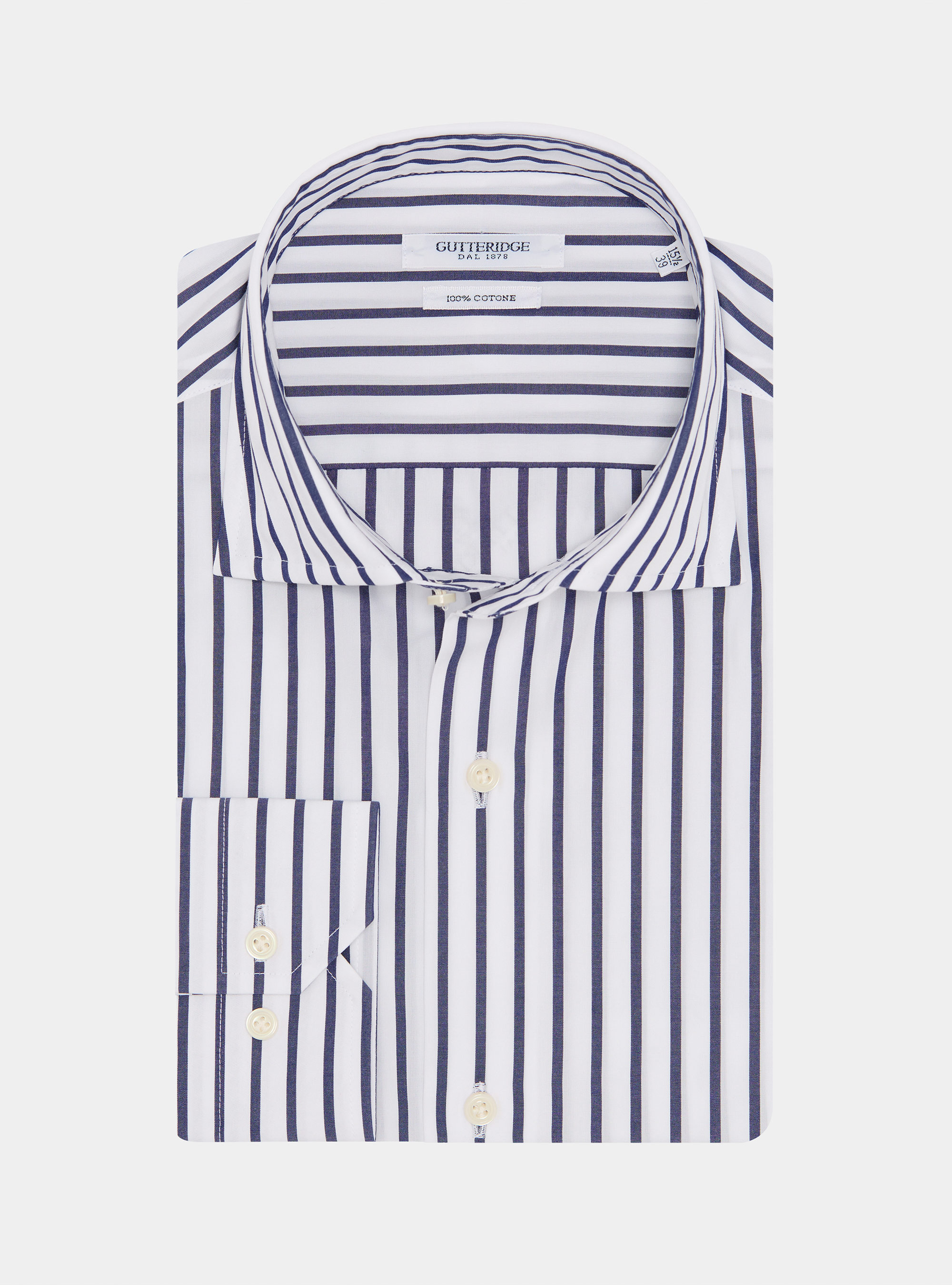 Striped cotton poplin shirt, WHITE
