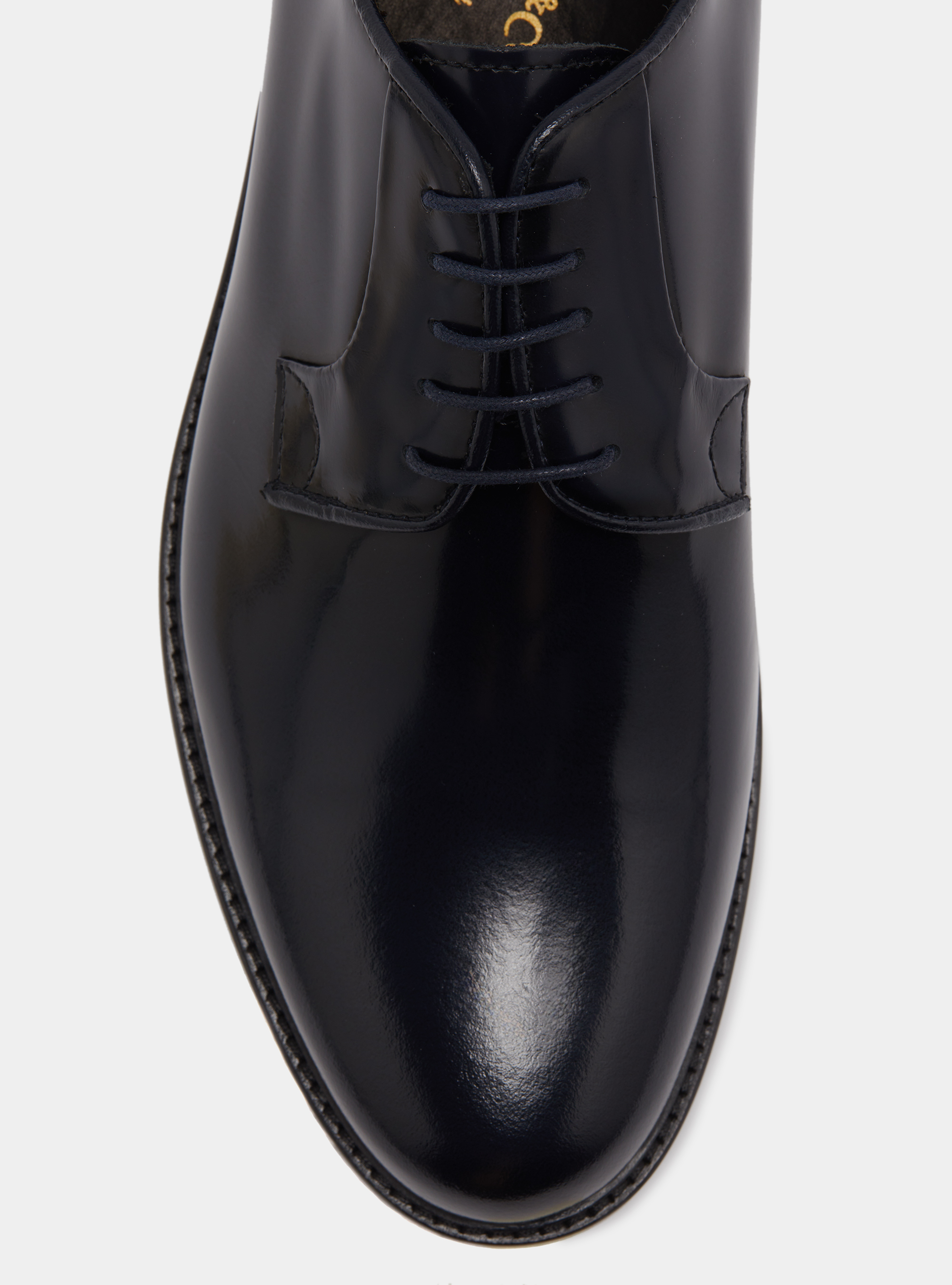 Abrasivated leather derby, NAVY BLUE