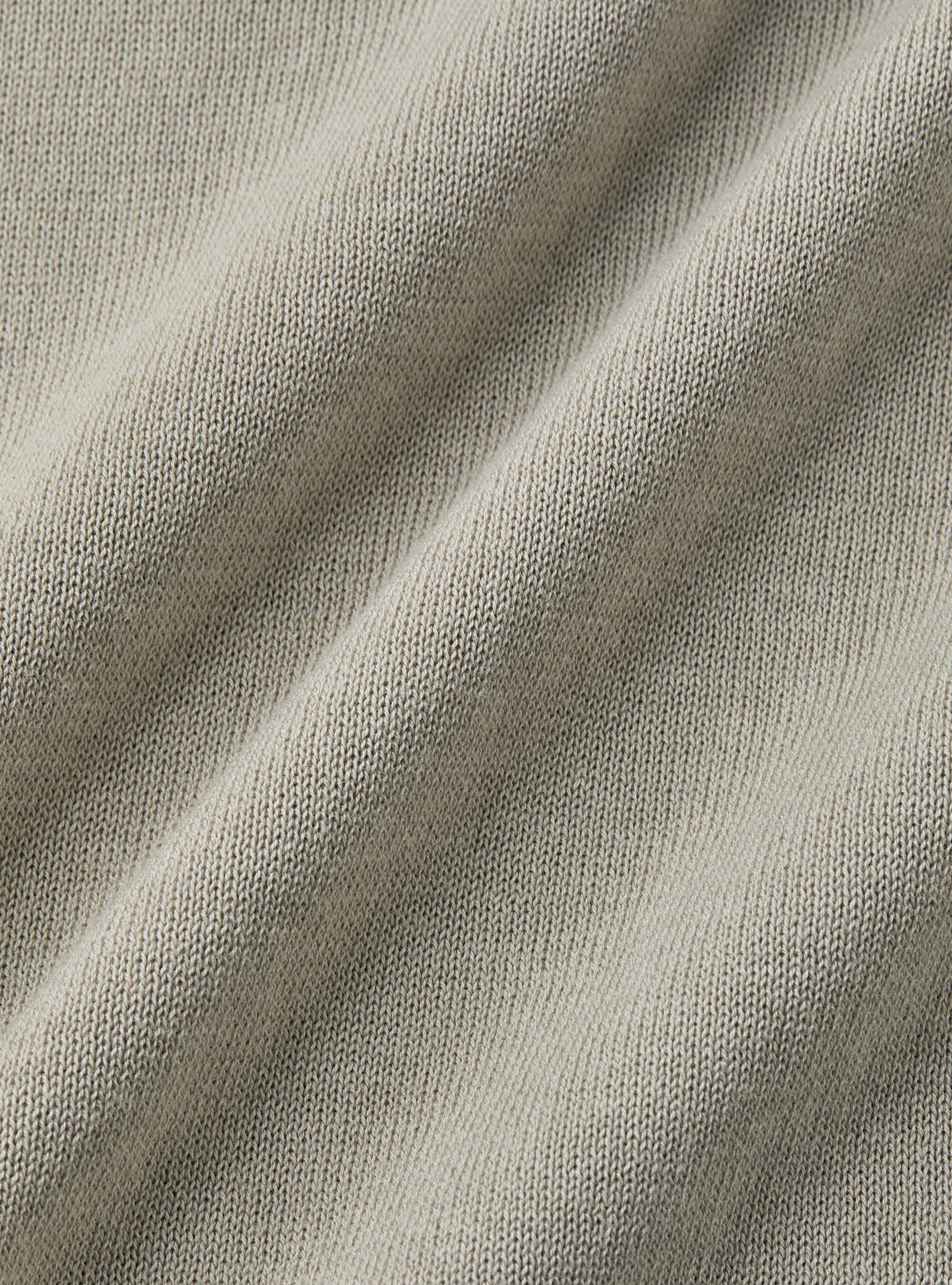 Buttonless knitted polo shirt in extra-fine cotton, SAND