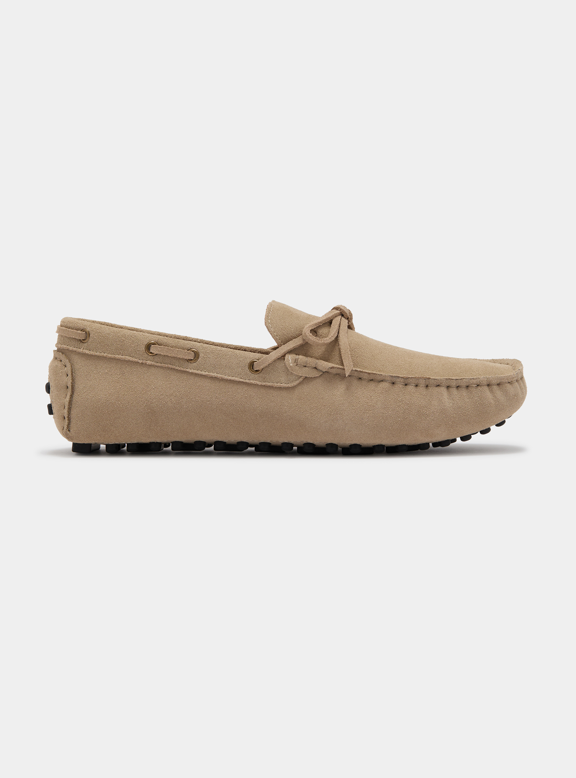 Suede boat loafers, ECRU
