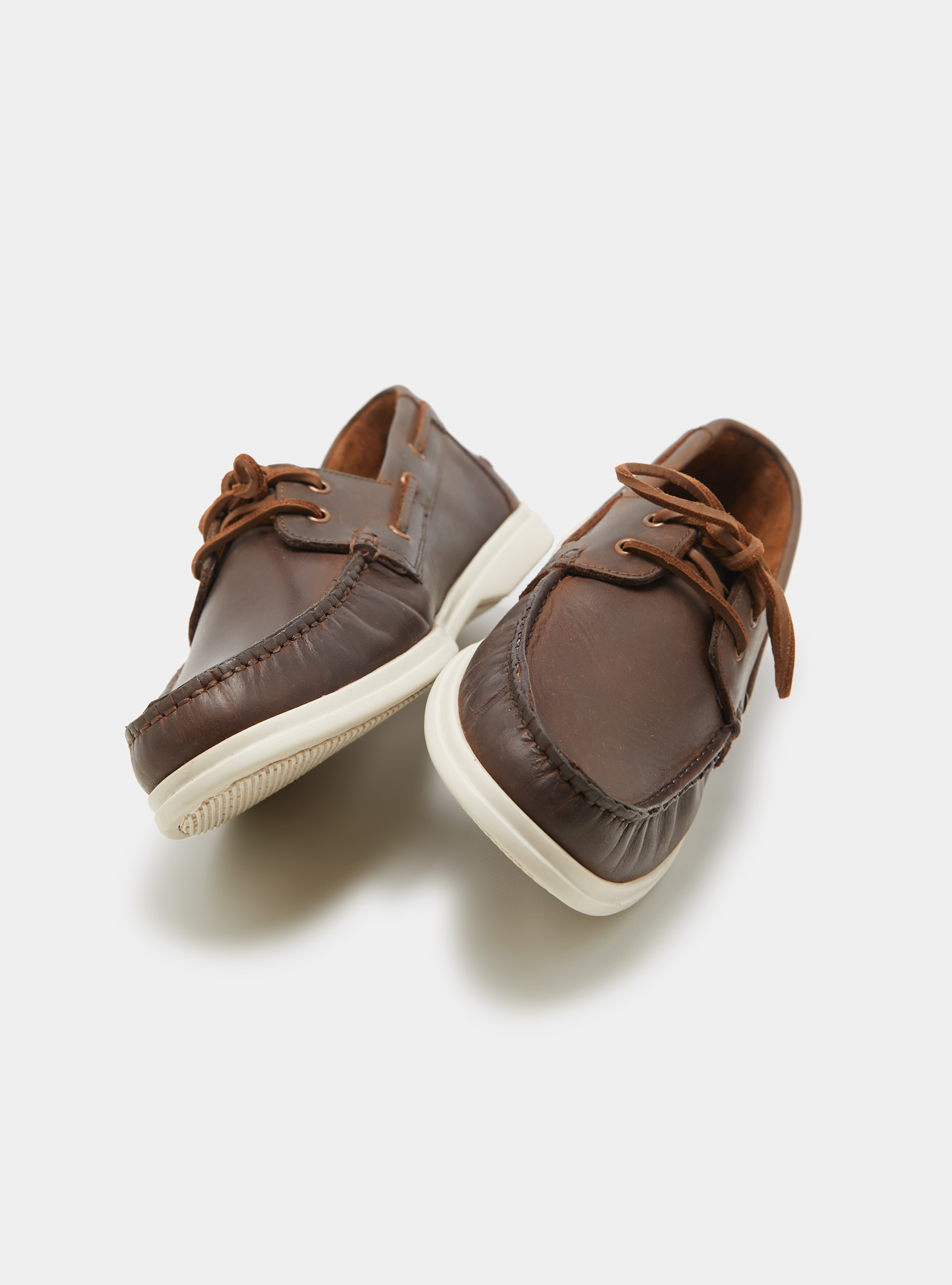 Leather lace-up loafers, BROWN