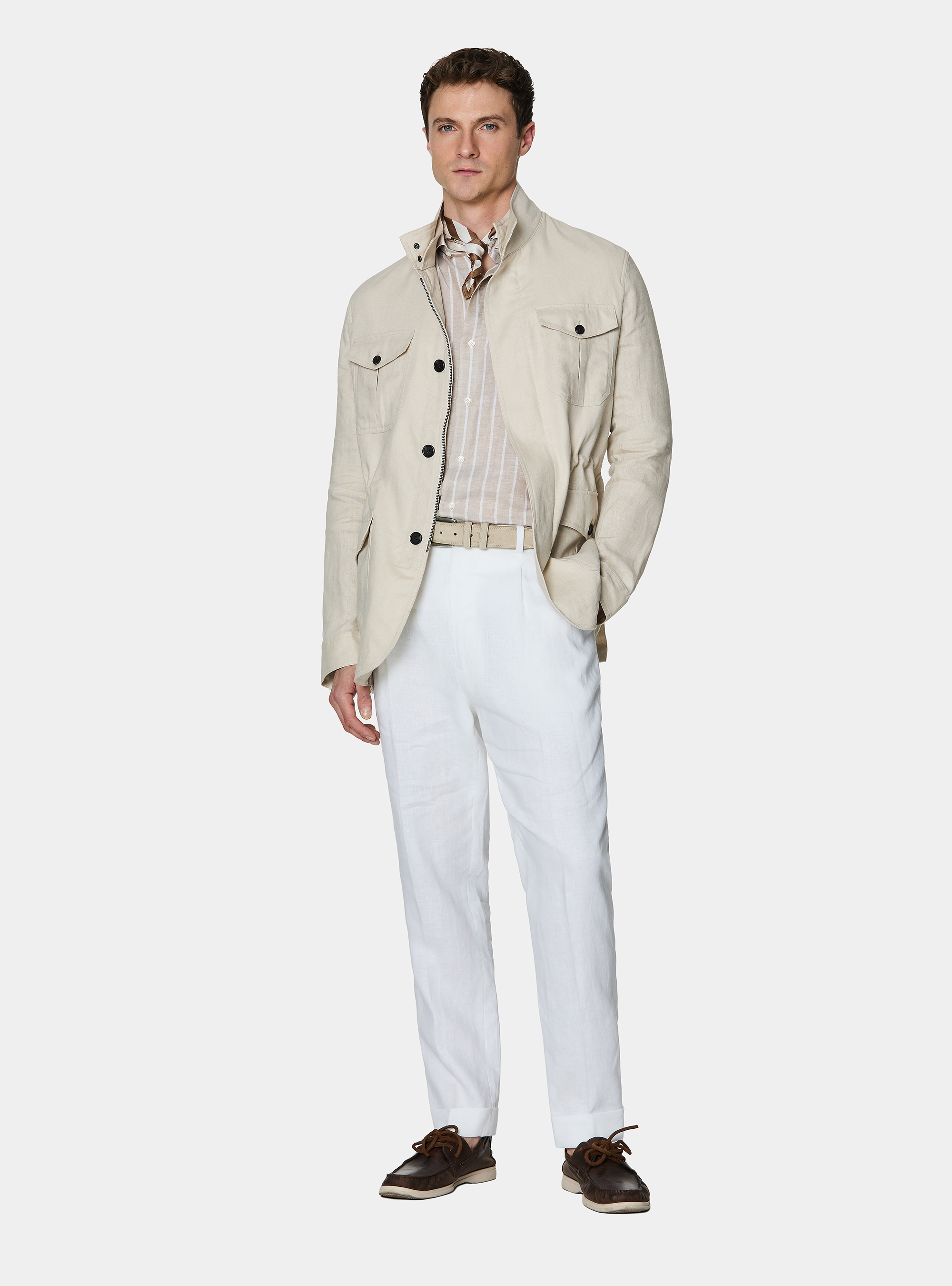 Field jacket en lin pur, &Atilde; CRU