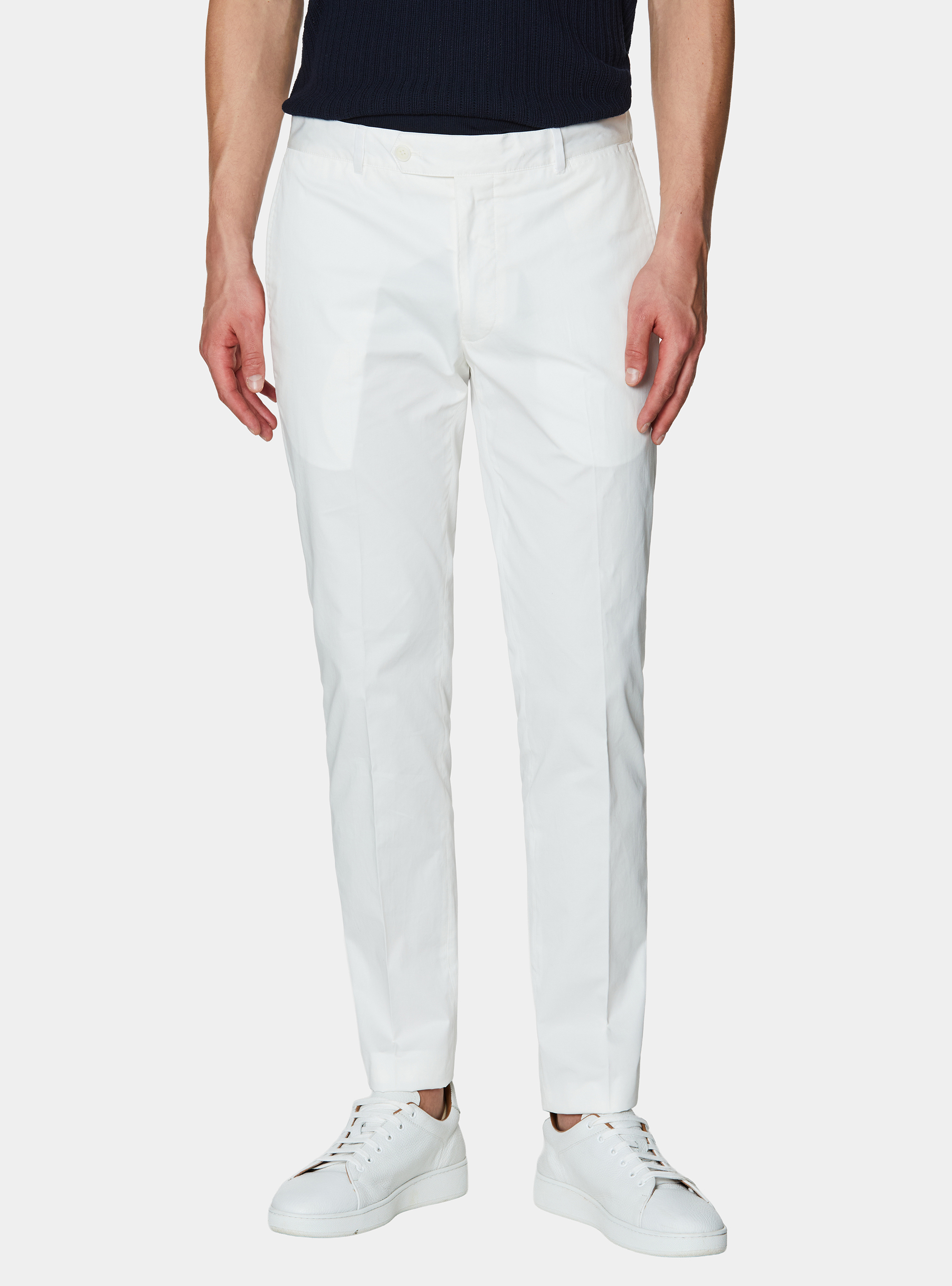 Lightweight twill slim fit chino trousers, WHITE