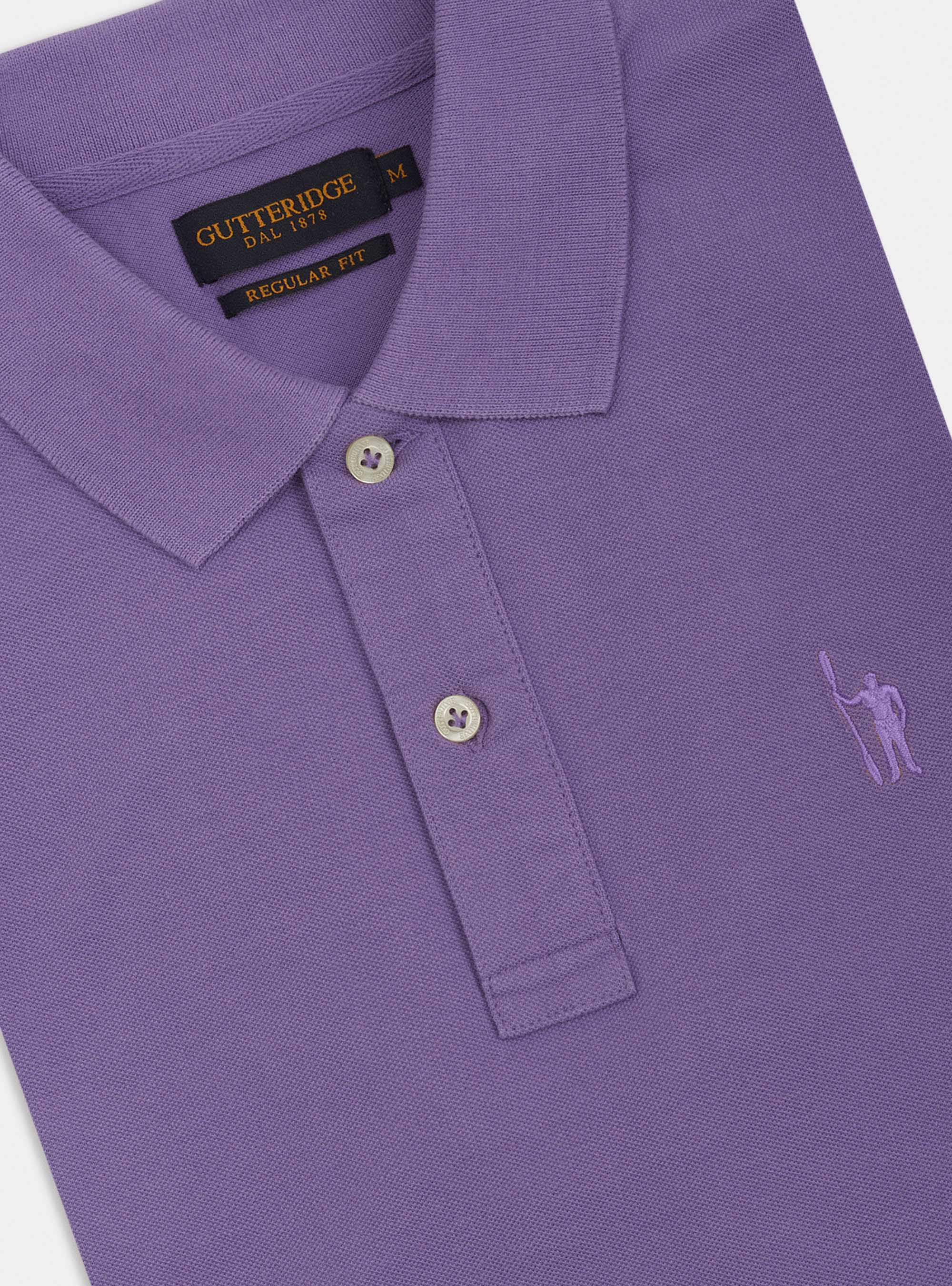 Polo classica con ricamo, VIOLA CHIARO