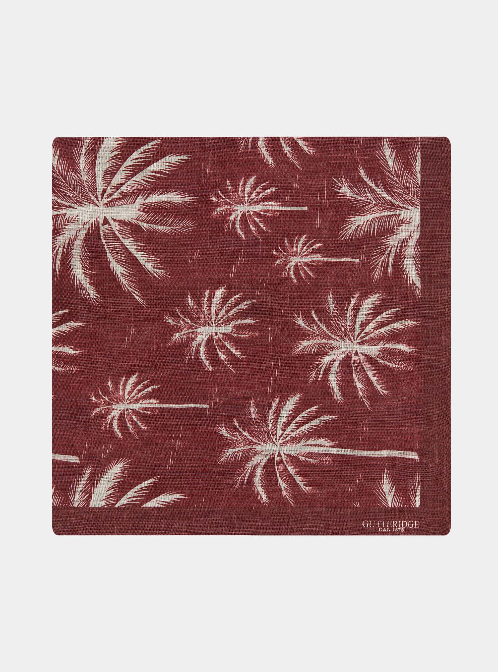 Linen foulard with palm tree print, TERRACOTTA