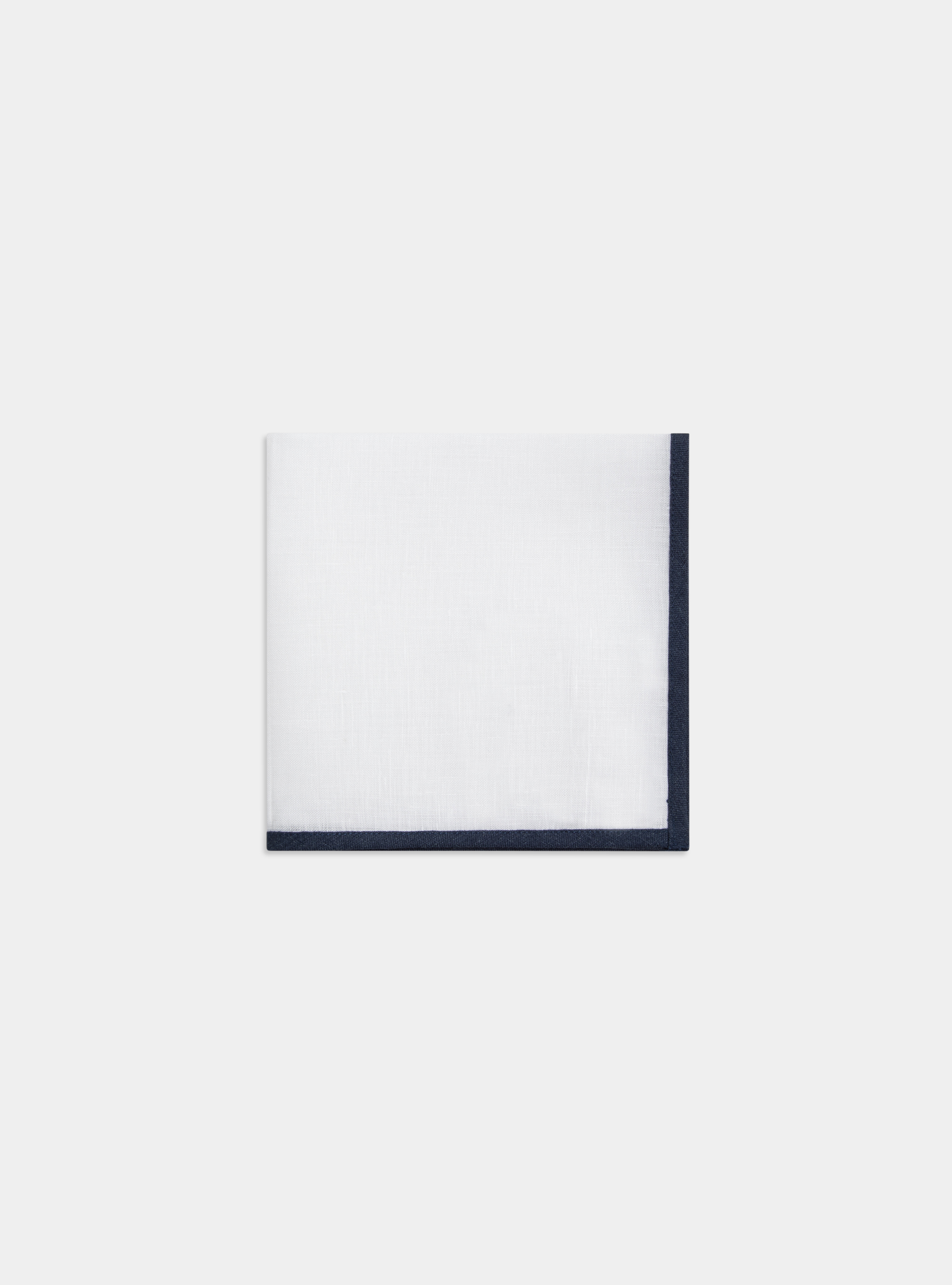 Linen pocket square, WHITE / BLUE NAVY