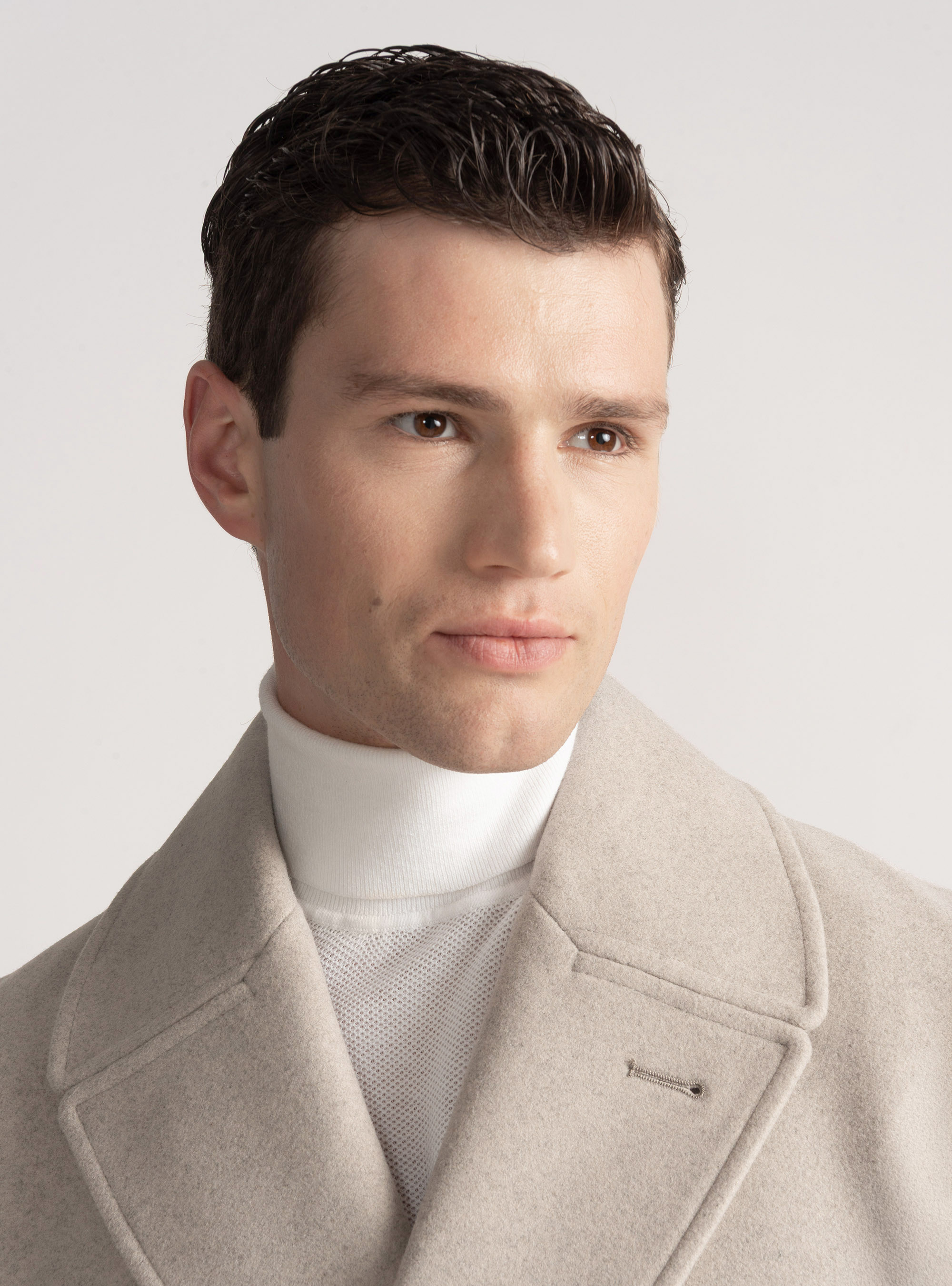Solid-coloured peacoat, ECRU