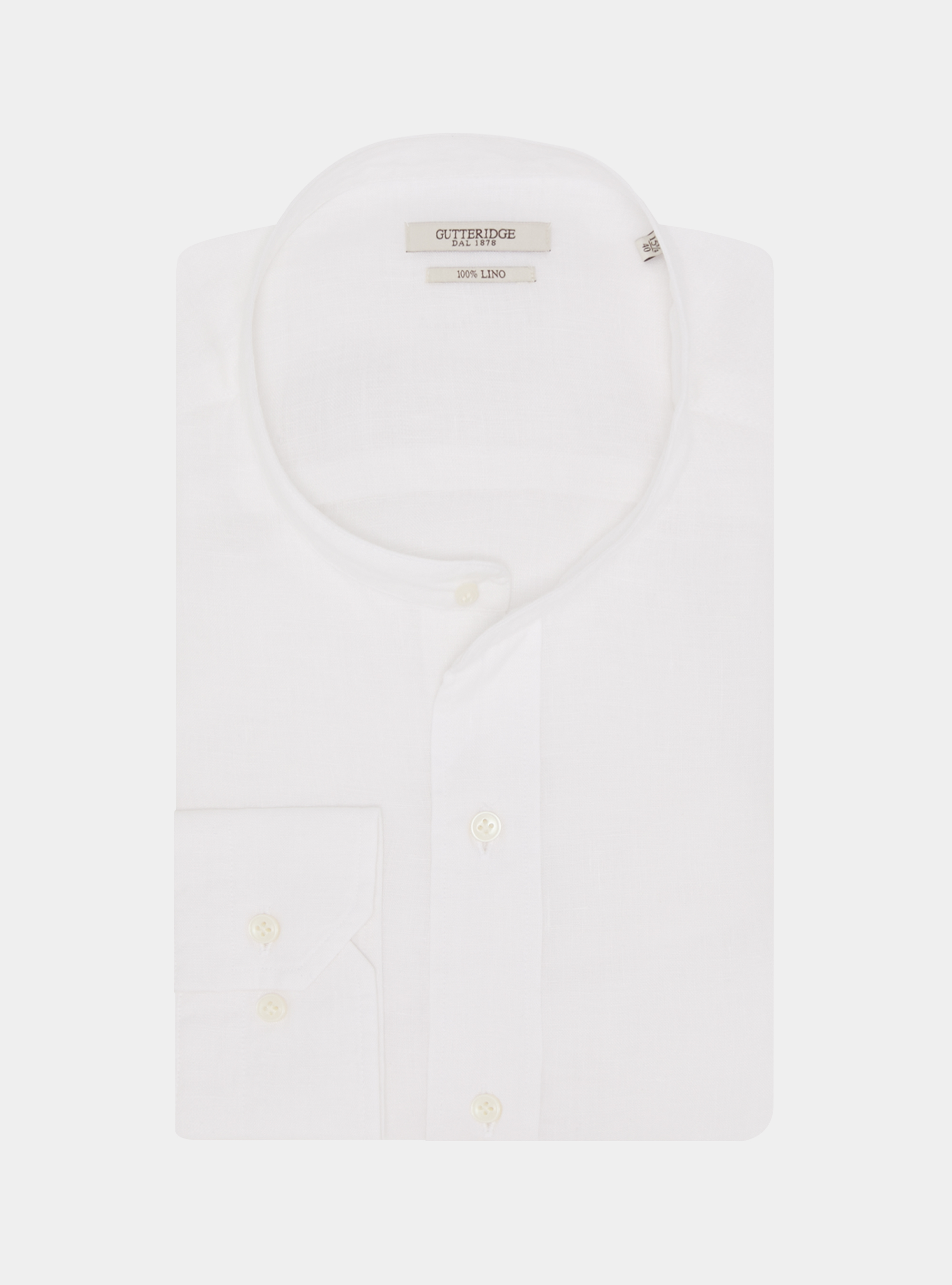 Camicia coreana in puro lino, BIANCO